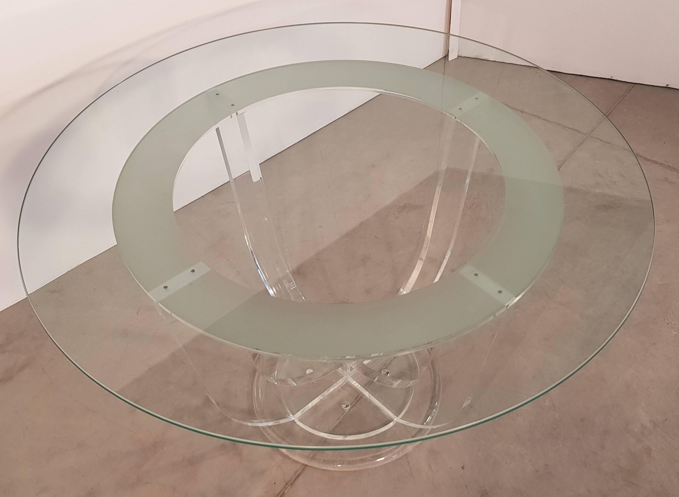Mid-20th Century Midcentury French Lucite and Glass Dining or Center Table For Sale