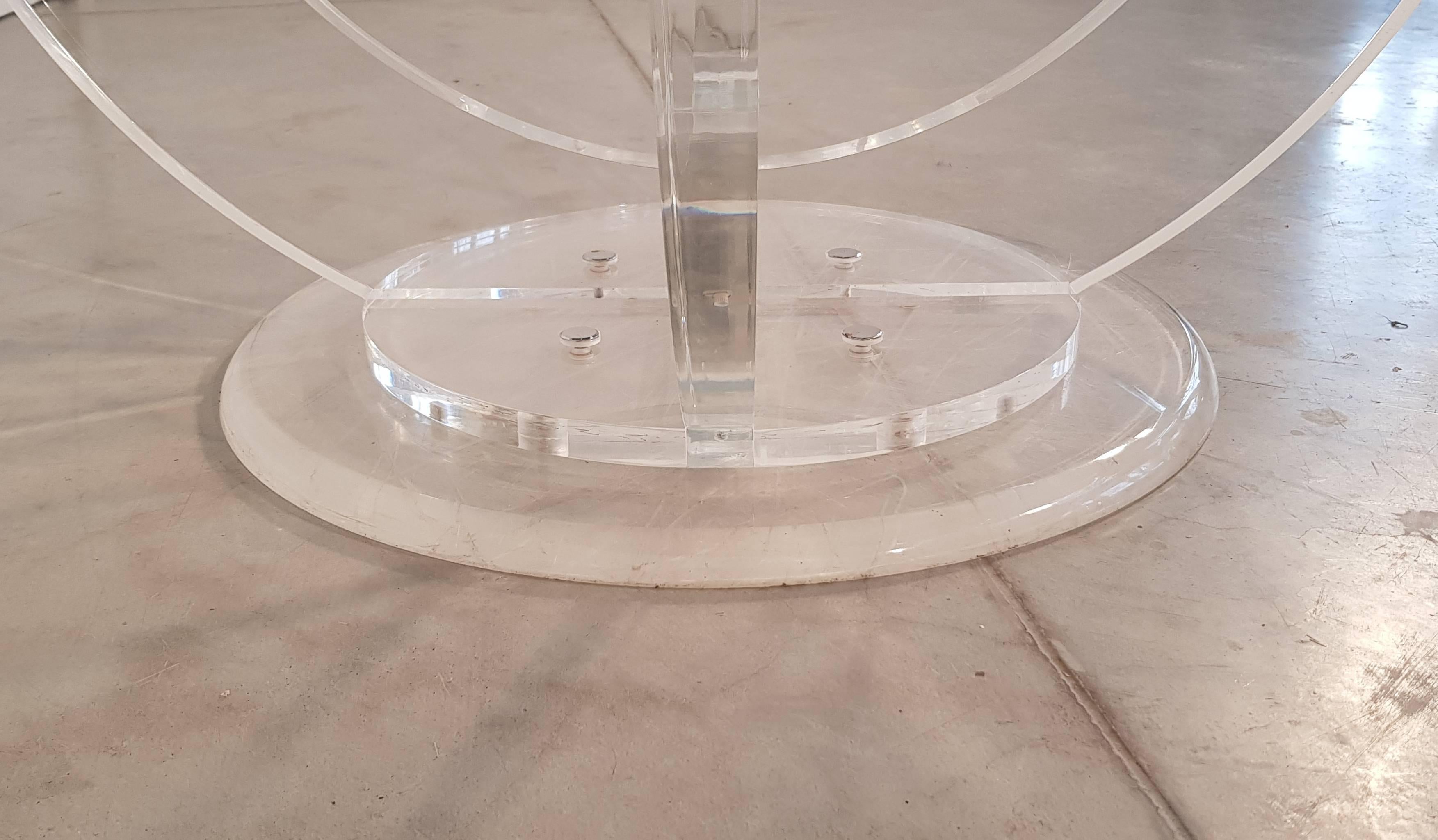 Midcentury French Lucite and Glass Dining or Center Table For Sale 2