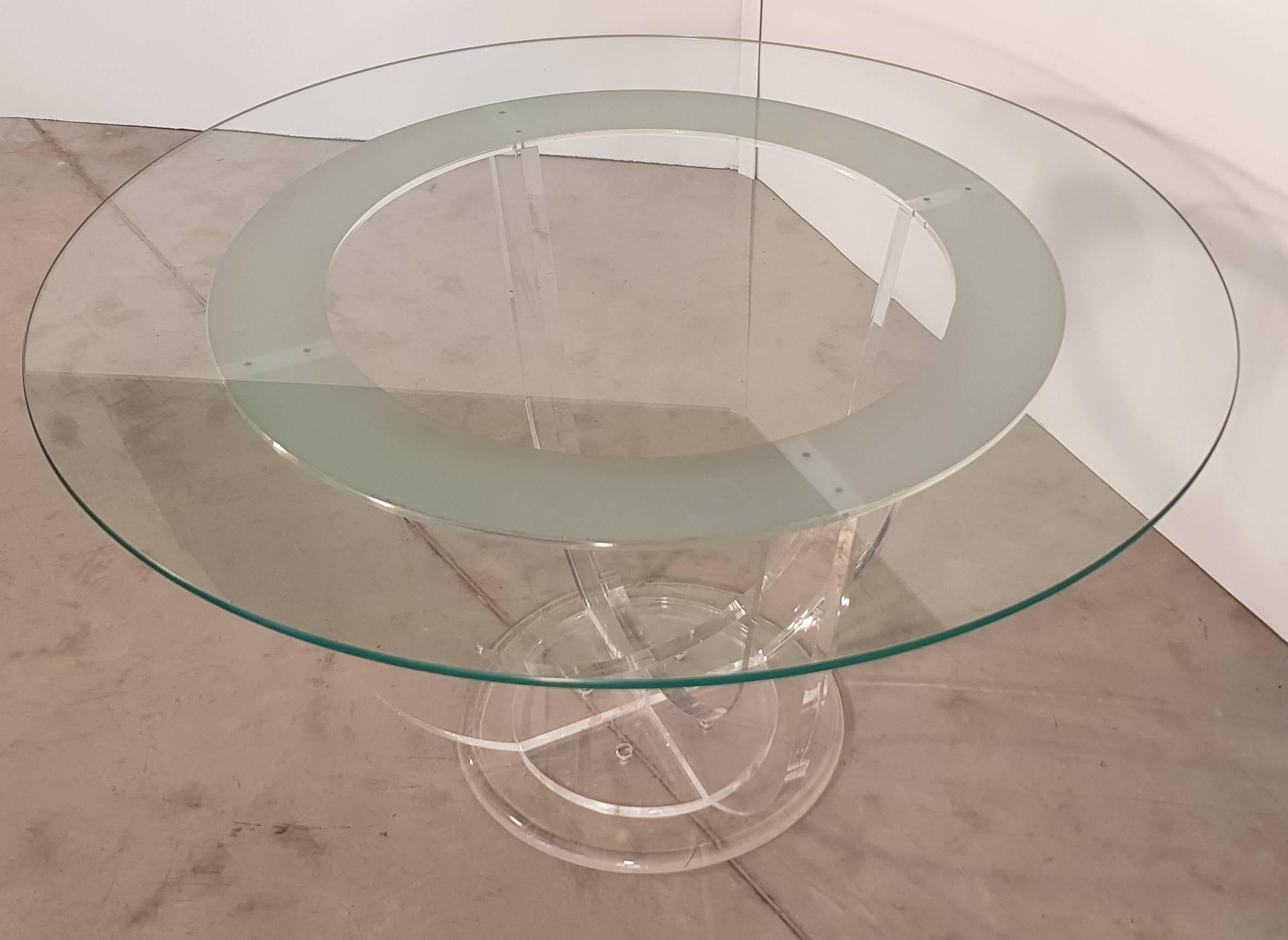 Midcentury French Lucite and Glass Dining or Center Table For Sale 3