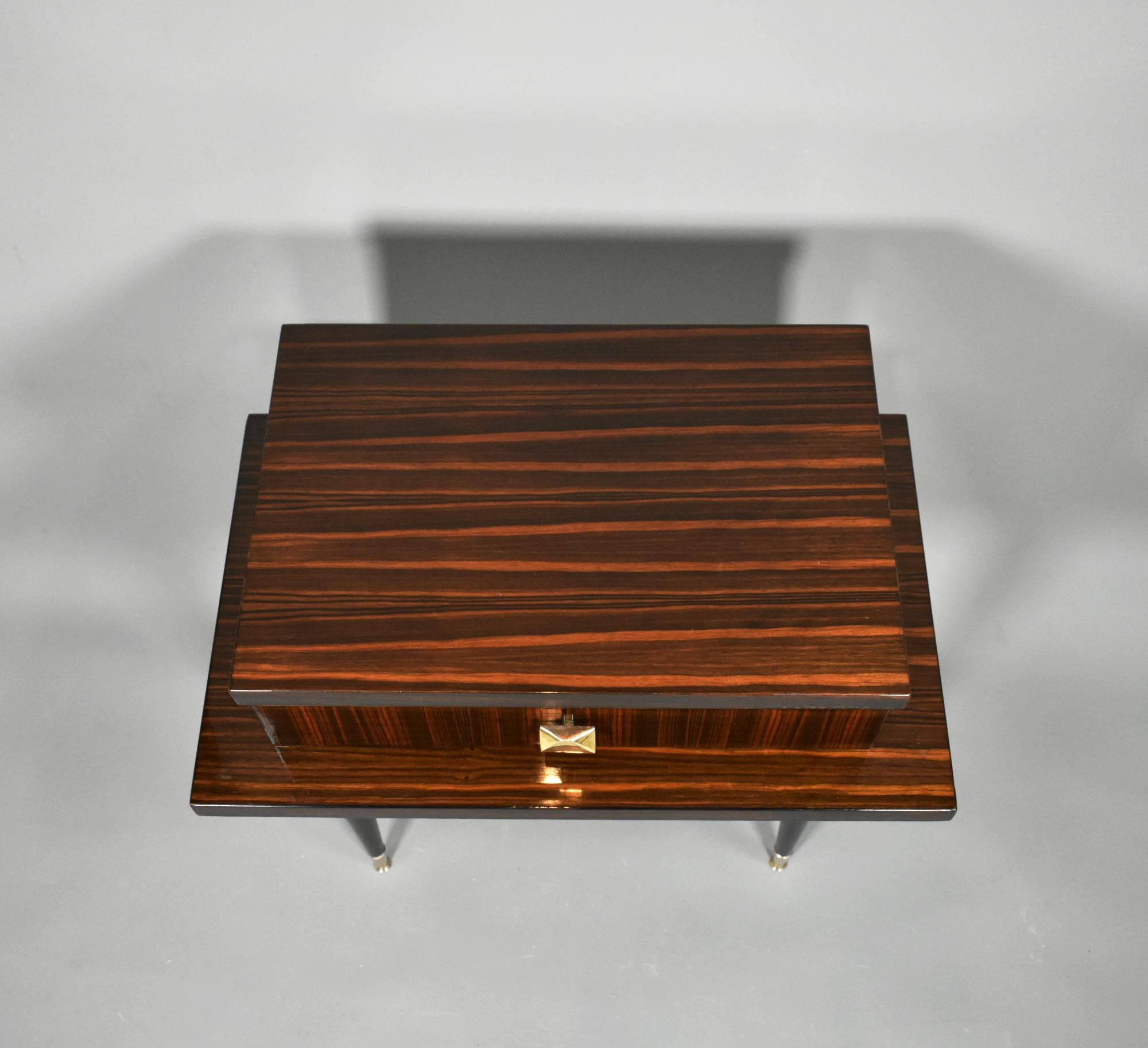 Lacquered Mid Century French Macassar Ebony Cabinet For Sale