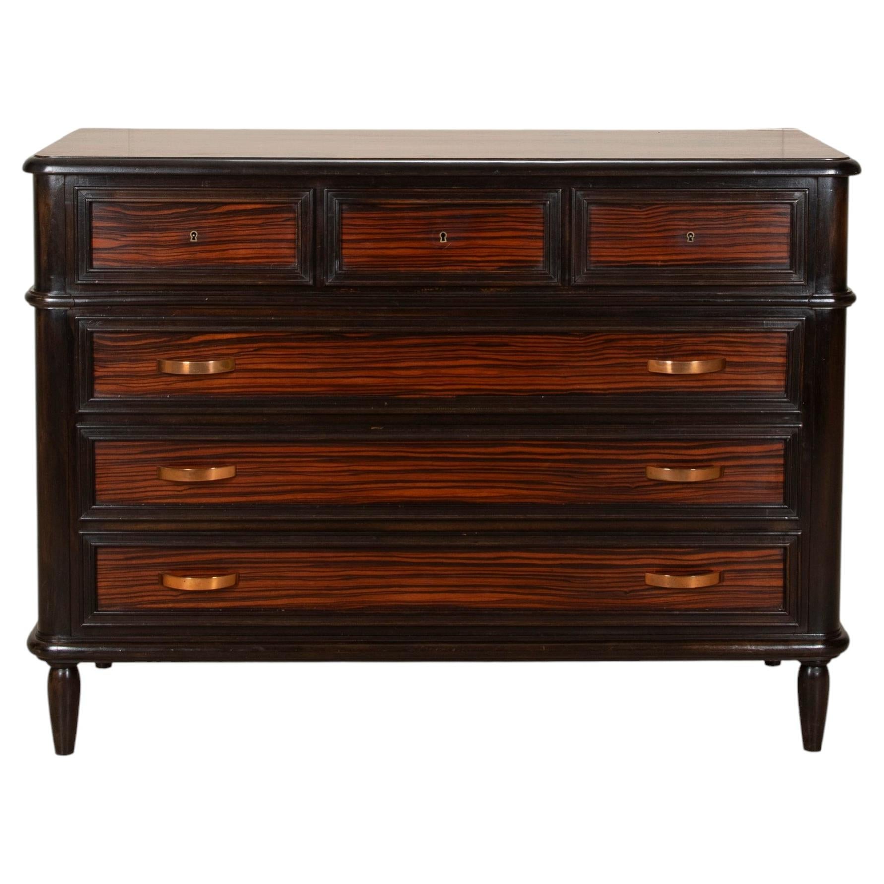 Mid-Century French Macassar Ebony Commode For Sale