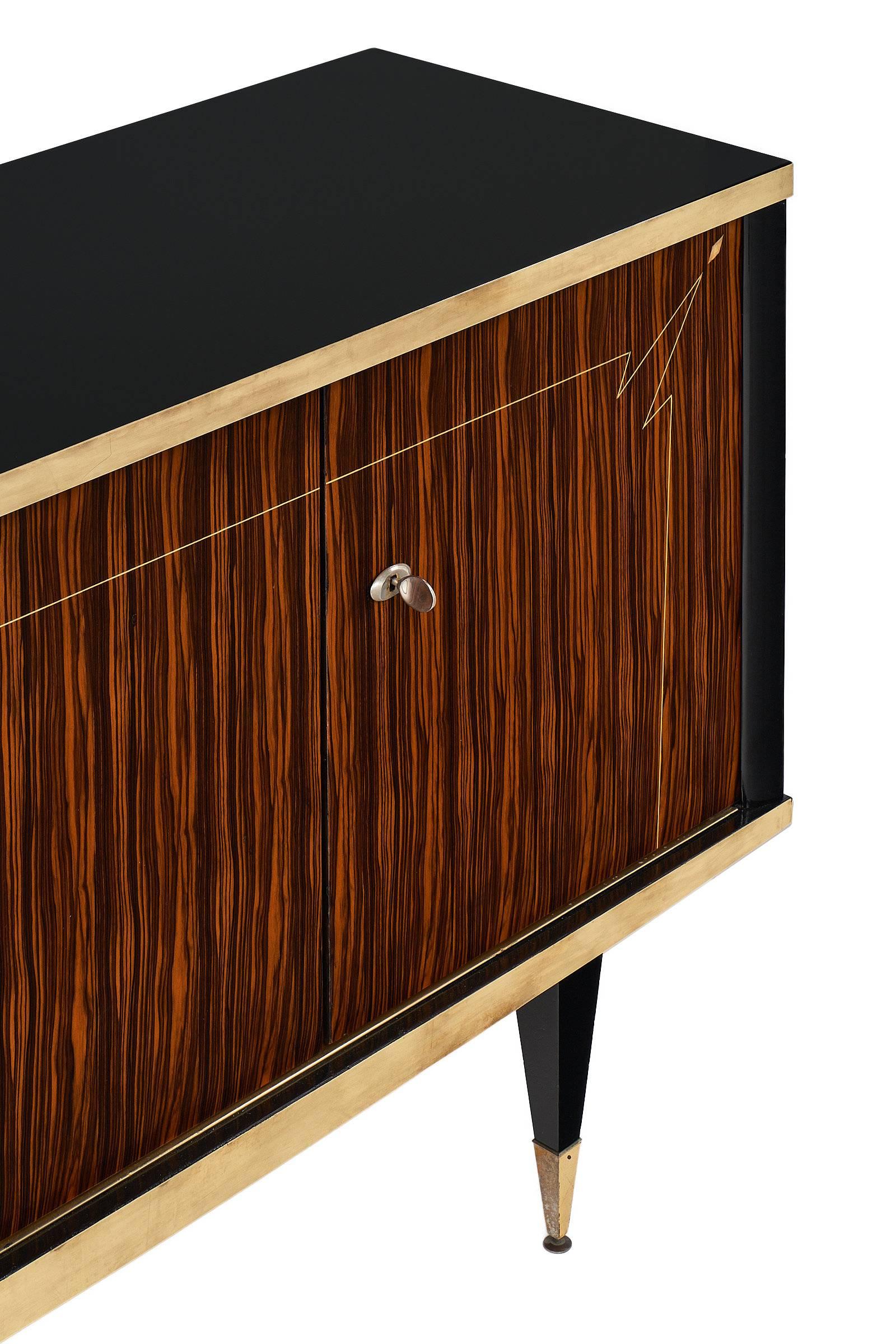 Midcentury French Macassar of Ebony Buffet In Excellent Condition In Austin, TX