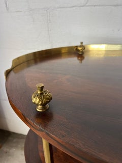 Mid Century French Mahogany and Brass Three Tier Campaign Table/Cart Brass