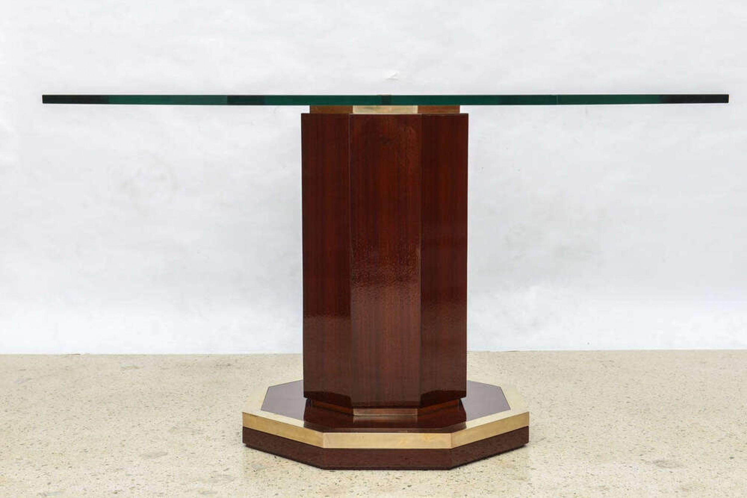 Midcentury French Mahogany, Bronze and Glass Center Table, Attributed to Quinet In Good Condition In New York, NY
