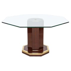 Midcentury French Mahogany, Bronze and Glass Center Table, Attributed to Quinet Midcentury French Mahogany, Bronze and Glass Center Table, Attributed to Quinet