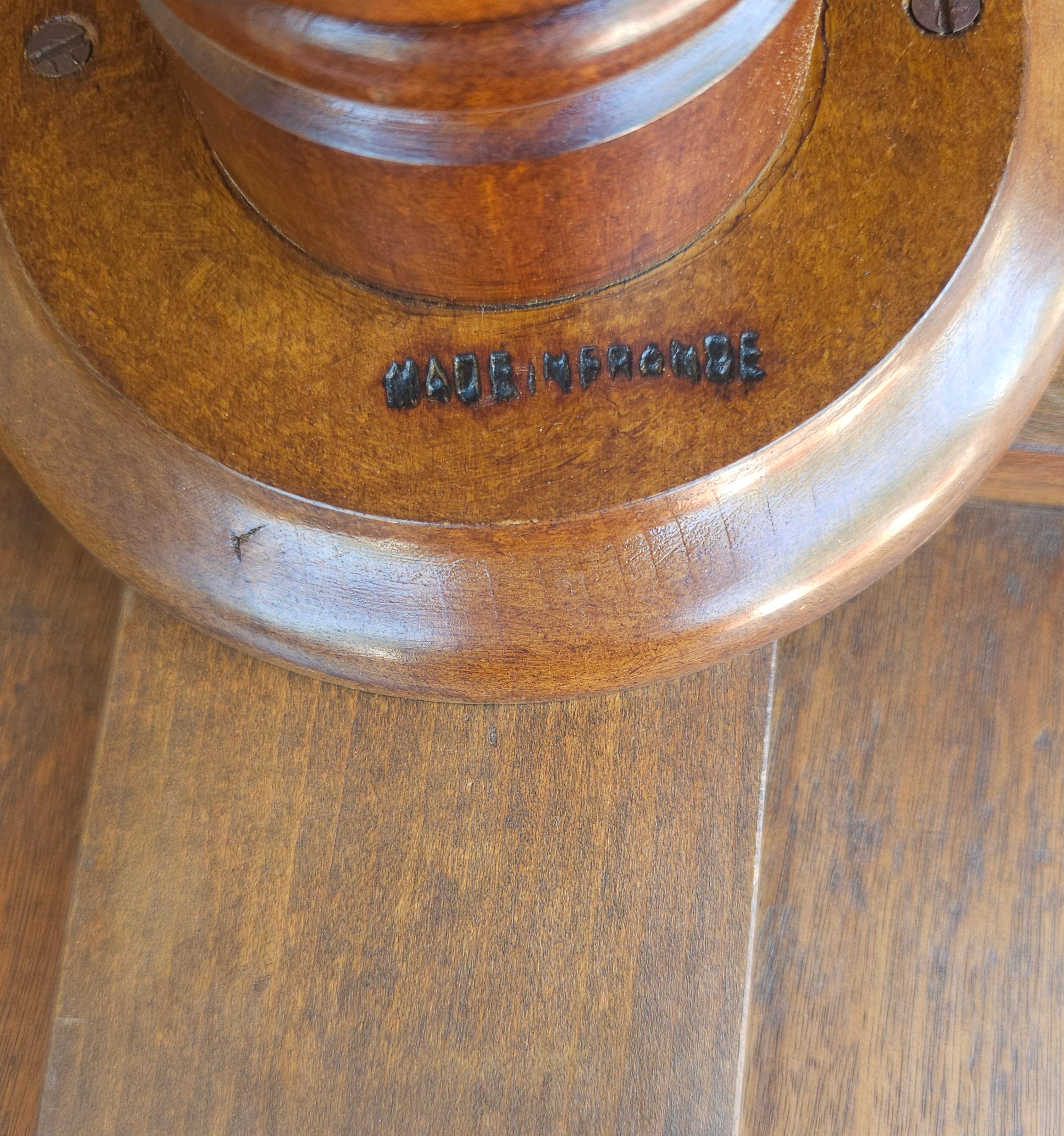 Mid-Century French Mahogany Marble Top Galleried Gueridon Table For Sale 2