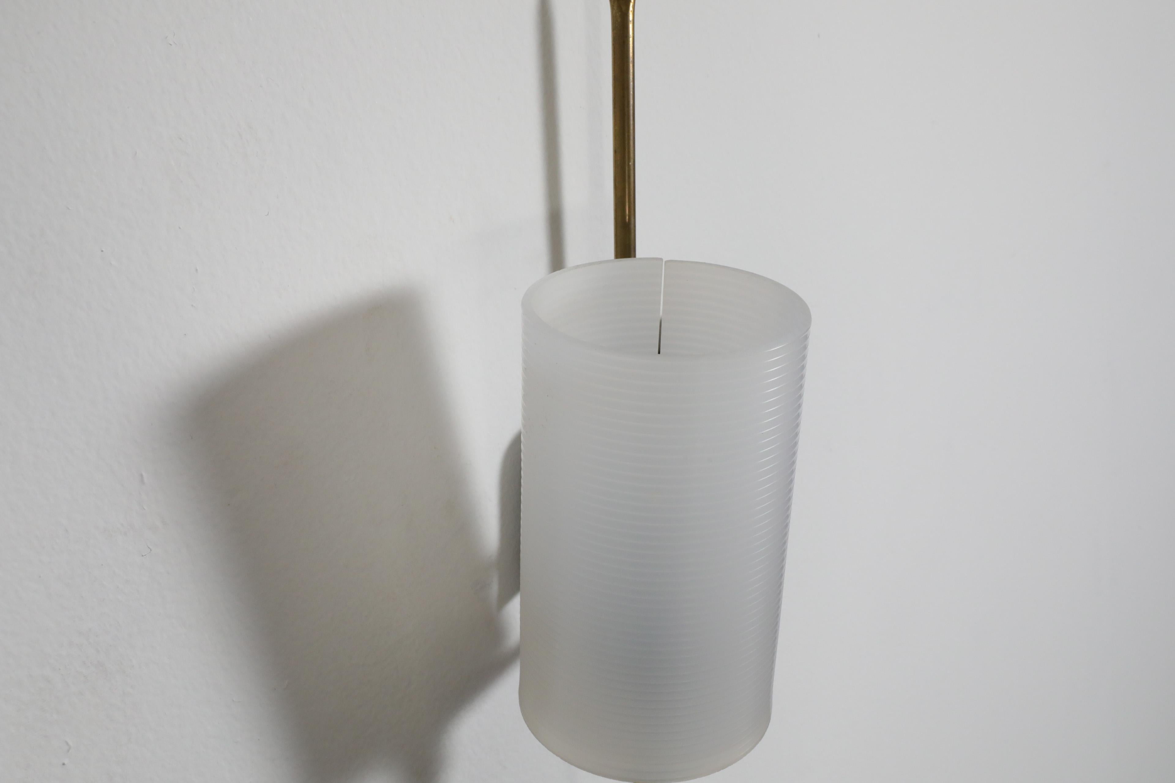 Mid-Century French Maison Arlus Style Wall Sconce w/ Brass Spike & Plexi Shade For Sale 8