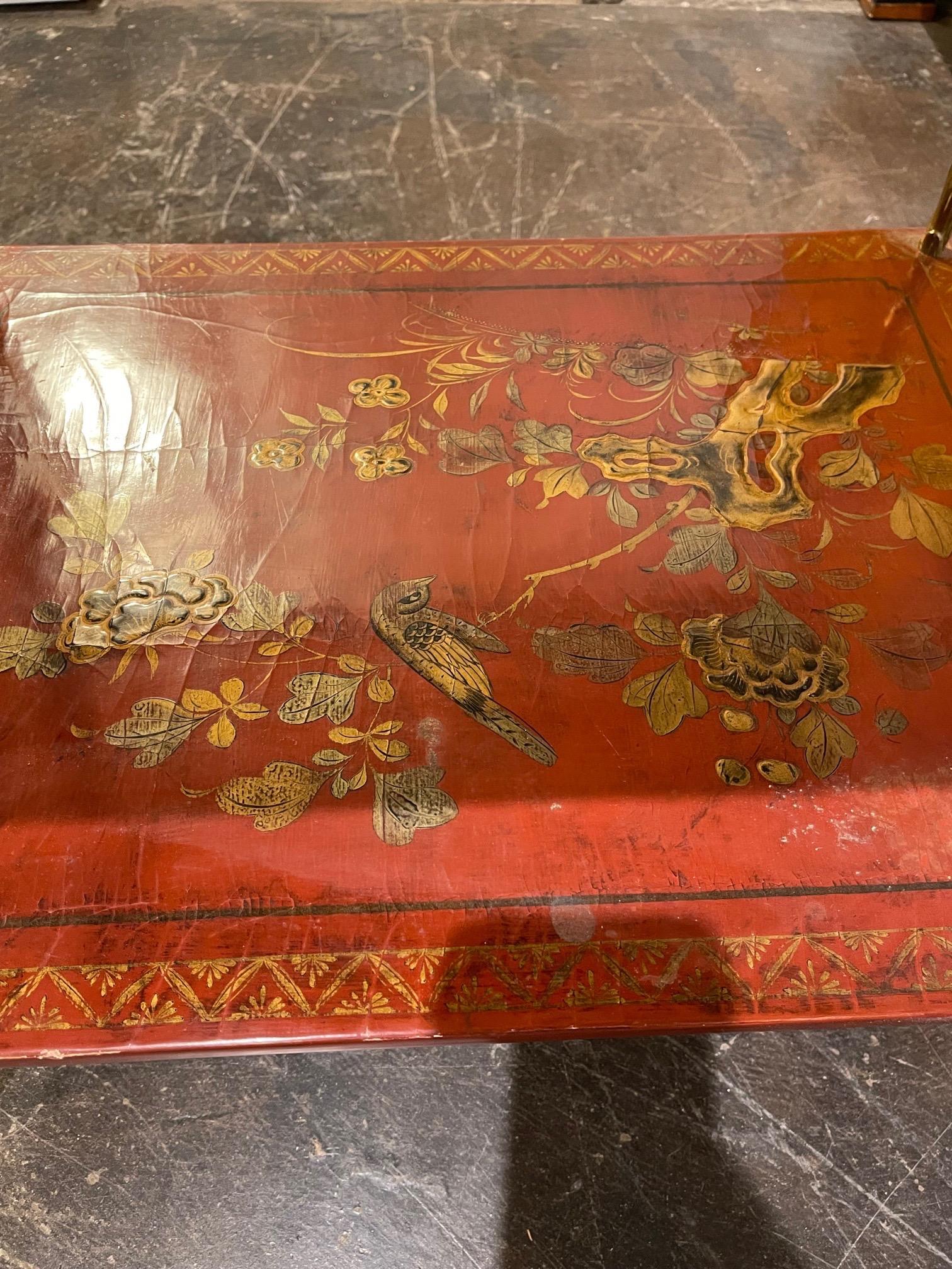 Mid Century French Maison Bagues and Chinoiserie 2 Tier Table In Good Condition In Dallas, TX