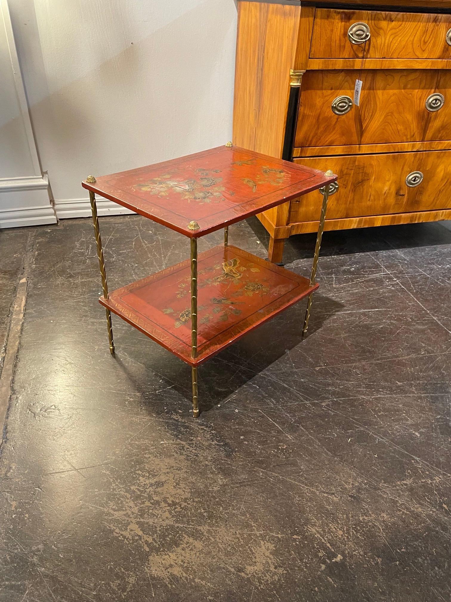 Mid Century French Maison Bagues and Chinoiserie 2 Tier Table 1