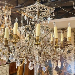 Mid-Century French Maison Bagues Gilt Bronze and Beaded Chandelier