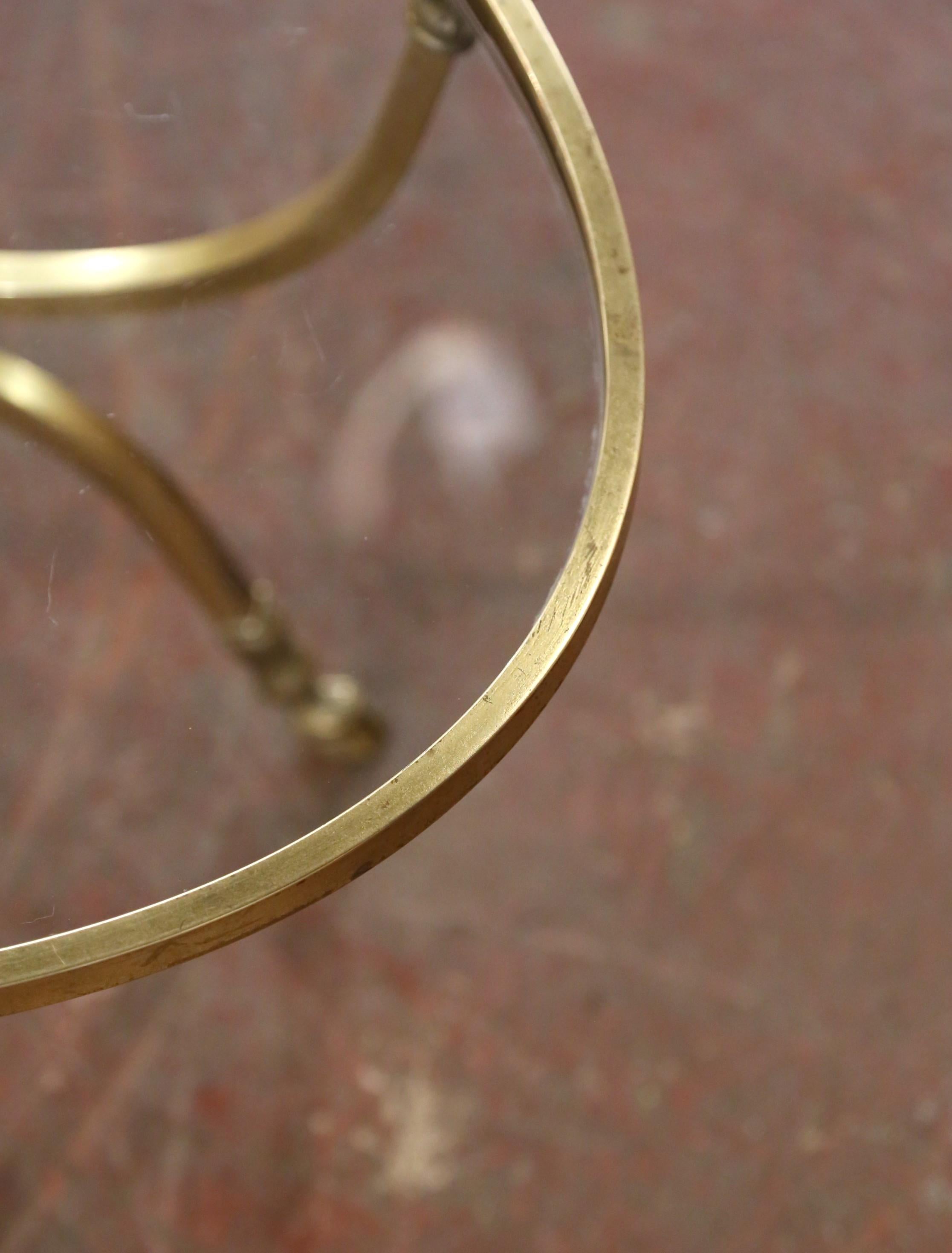 Mid-Century French Maison Jansen Gilt Bronze Oval Coffee Table with Glass Top (Französisch)