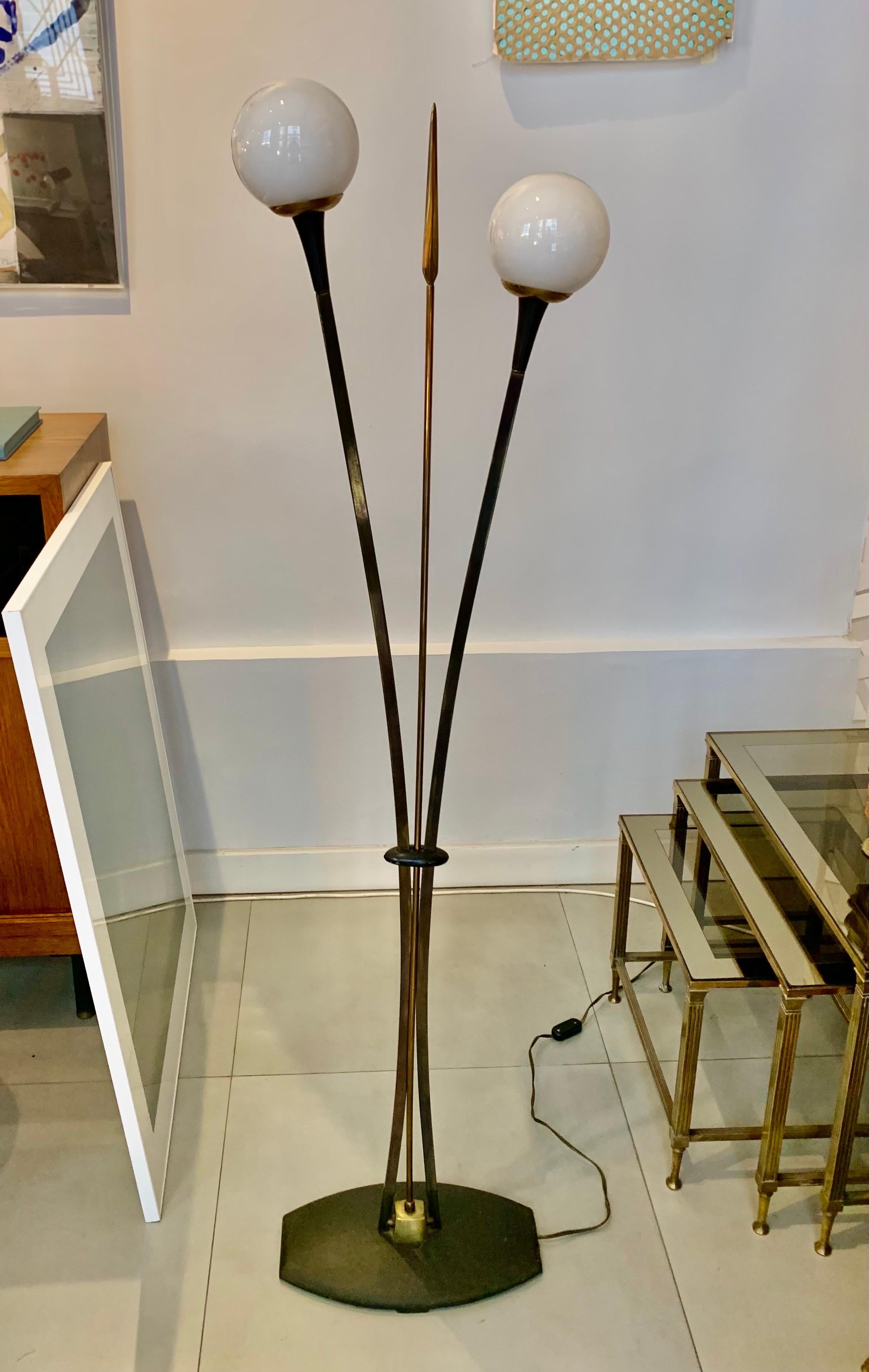 Brass Mid-Century French Maison Lunel Floor Lamp For Sale