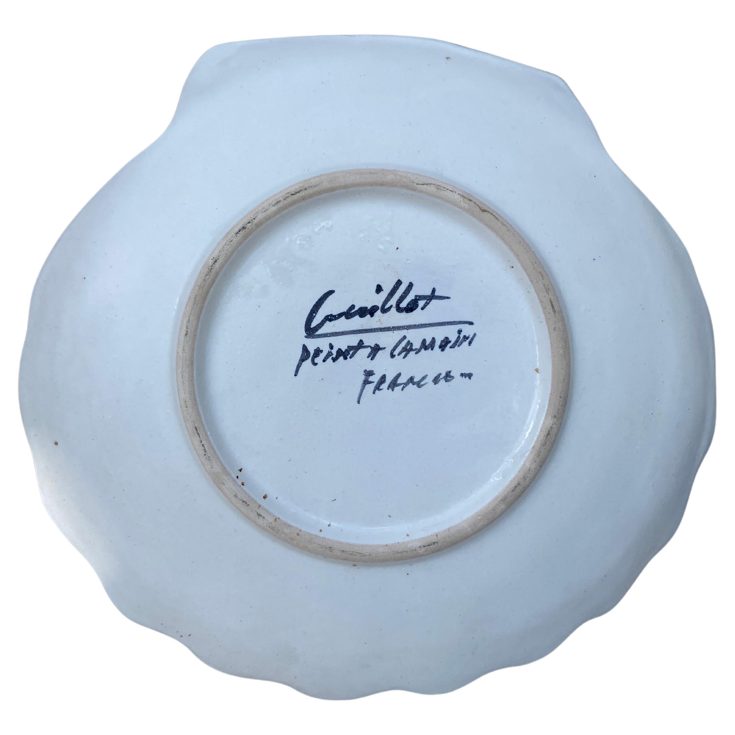 Mid-Century French Majolica Shell Plate Marcel Guillot In Good Condition In Austin, TX