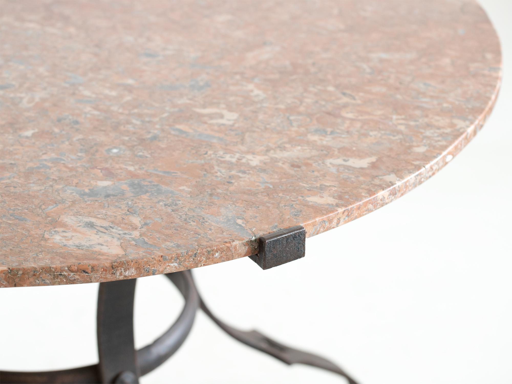 Mid-Century Modern Mid Century French Marble & Iron Centre Table For Sale