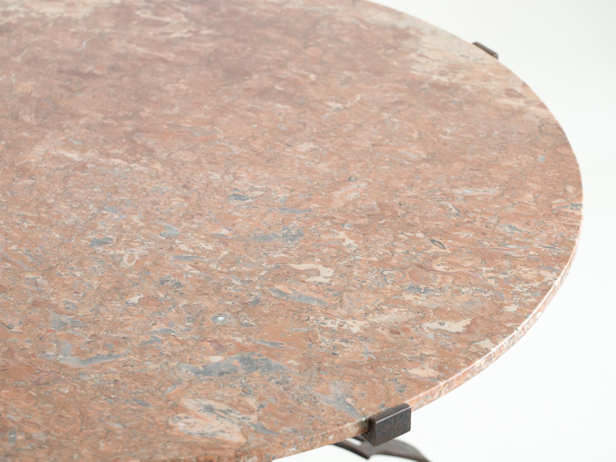 Mid Century French Marble & Iron Centre Table In Good Condition For Sale In Wembley, GB