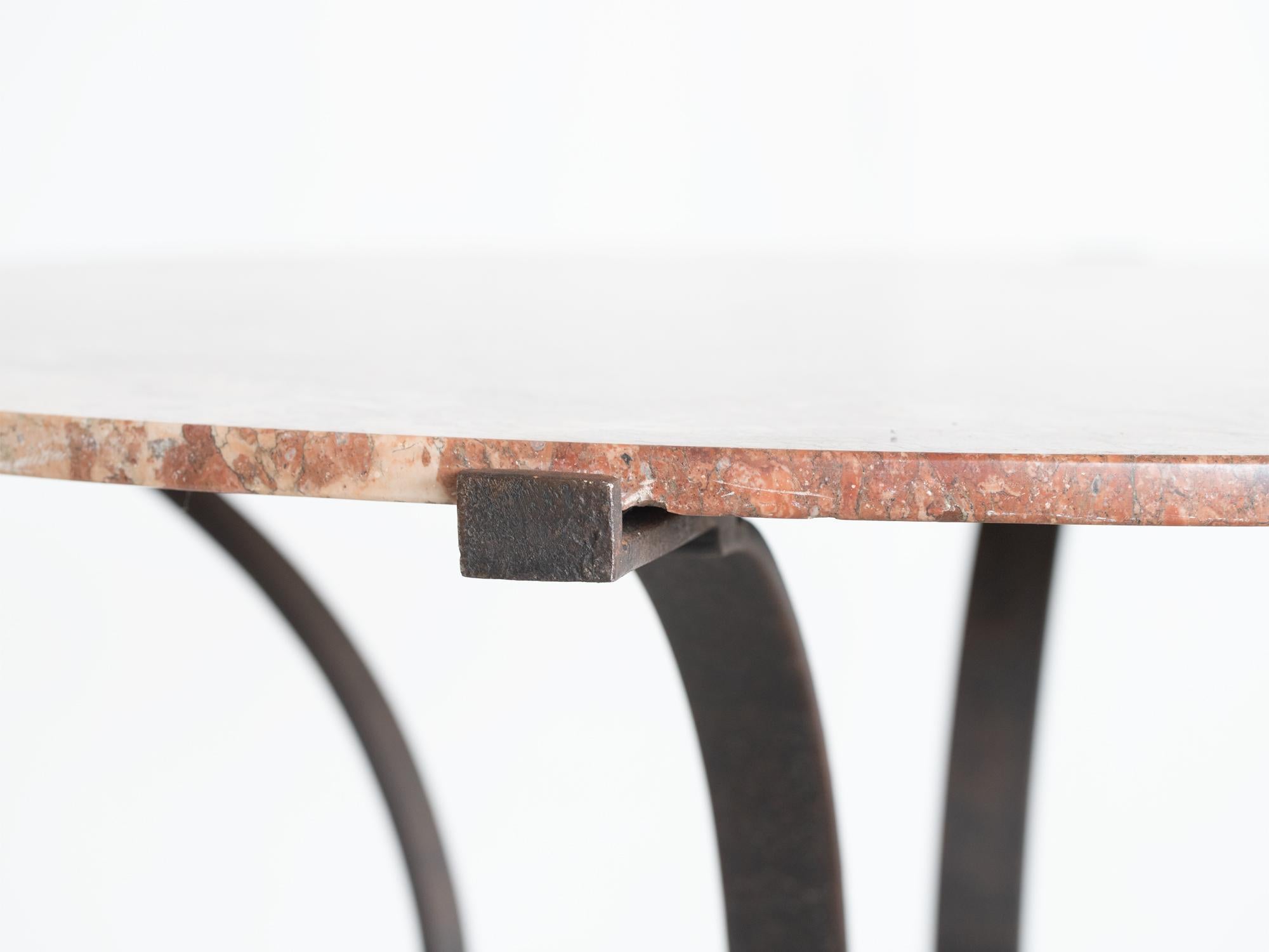 Mid Century French Marble & Iron Centre Table For Sale 1