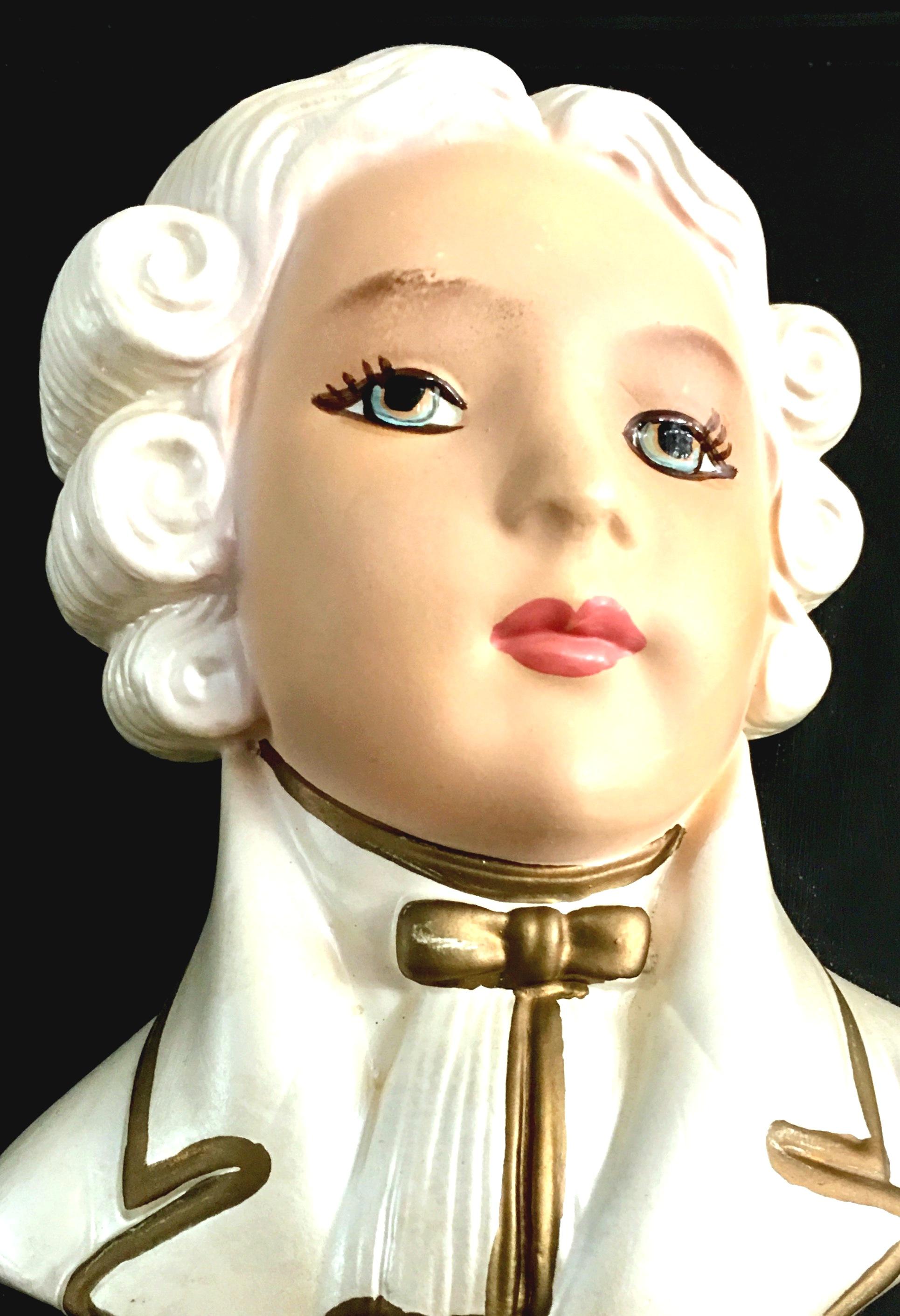 Mid-Century French Marie Antoinette & King Louis 3D Hand Painted Framed Plaques For Sale 3