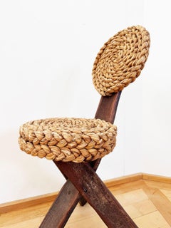 Mid-Century French Mediterranean Tripod Side Chair by Audoux-Minet