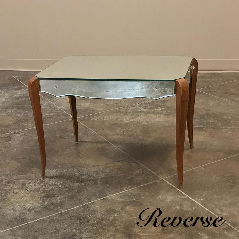 Midcentury French Mirrored Coffee Table For Sale 4
