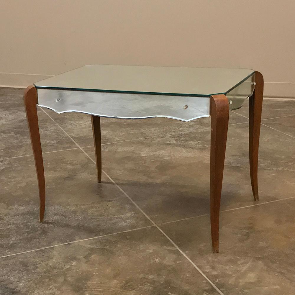 Hand-Crafted Midcentury French Mirrored Coffee Table For Sale