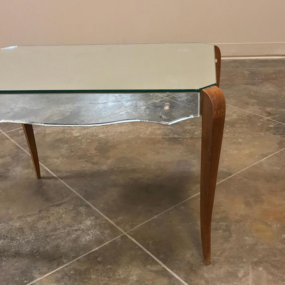 20th Century Midcentury French Mirrored Coffee Table For Sale