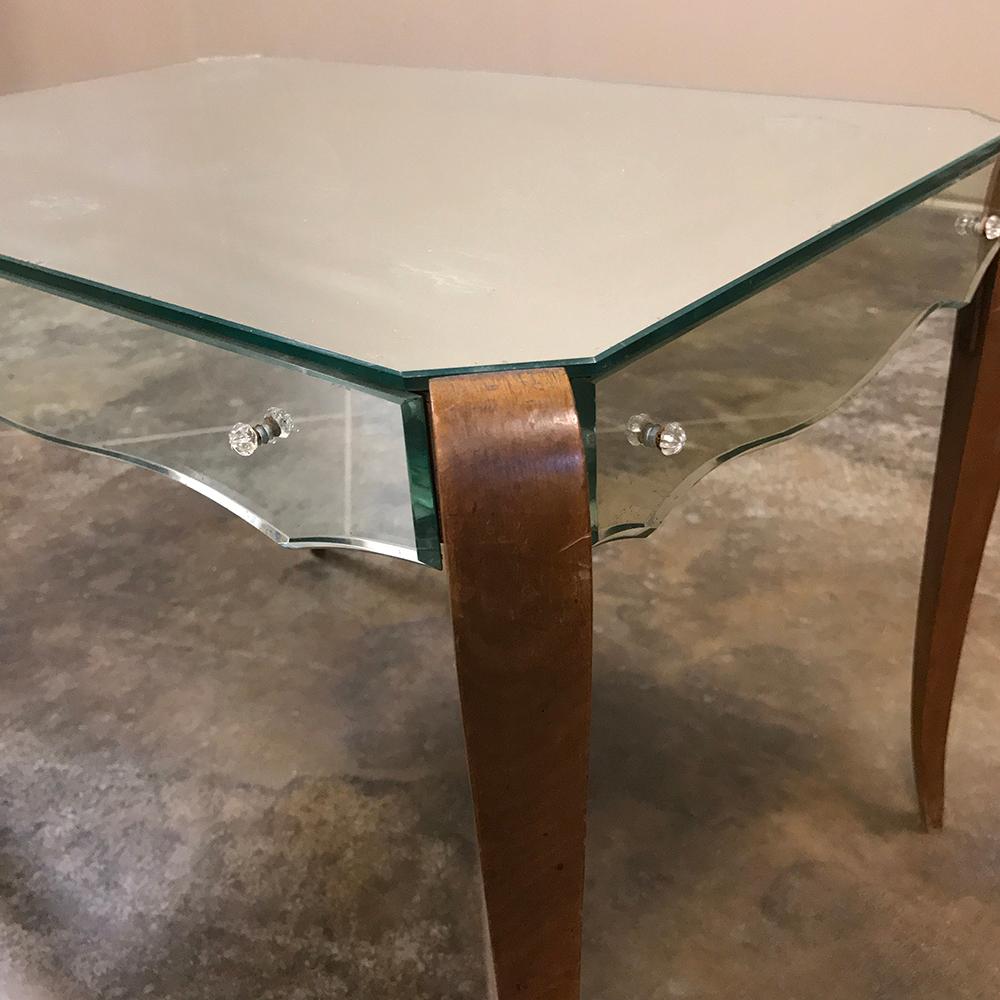 Midcentury French Mirrored Coffee Table For Sale 1