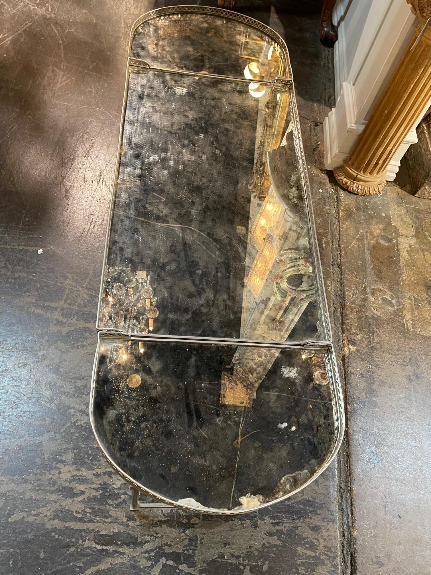 Mid-Century French Mirrored Coffee Table For Sale 3