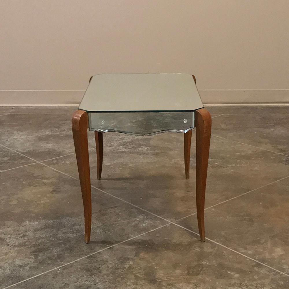 Midcentury French Mirrored Coffee Table For Sale 2