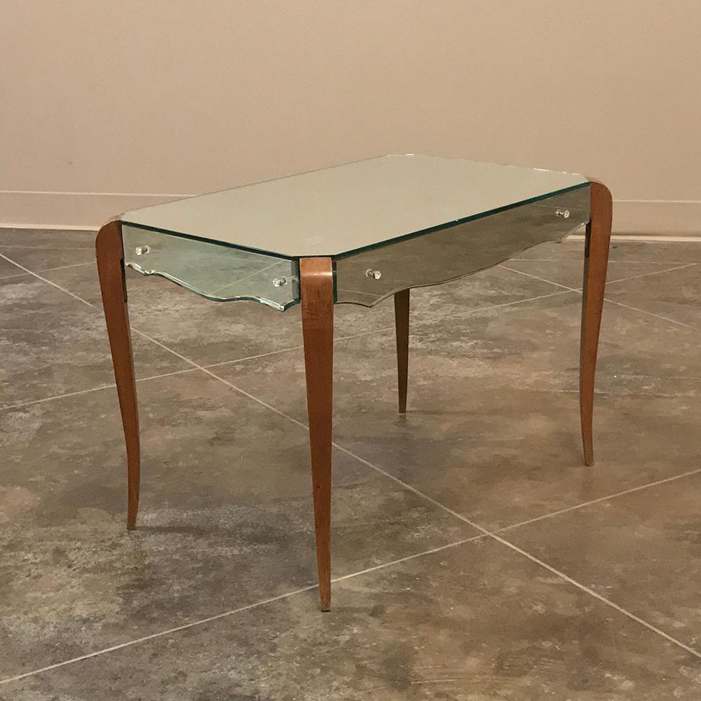 Midcentury French Mirrored Coffee Table For Sale 3