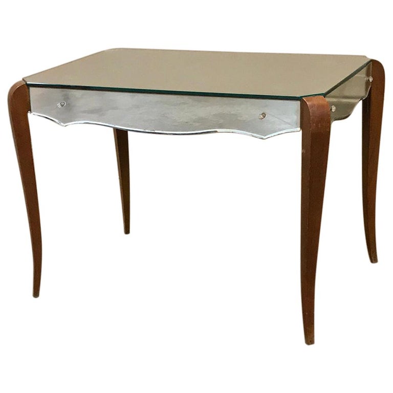 Midcentury French Mirrored Coffee Table For Sale at 1stDibs
