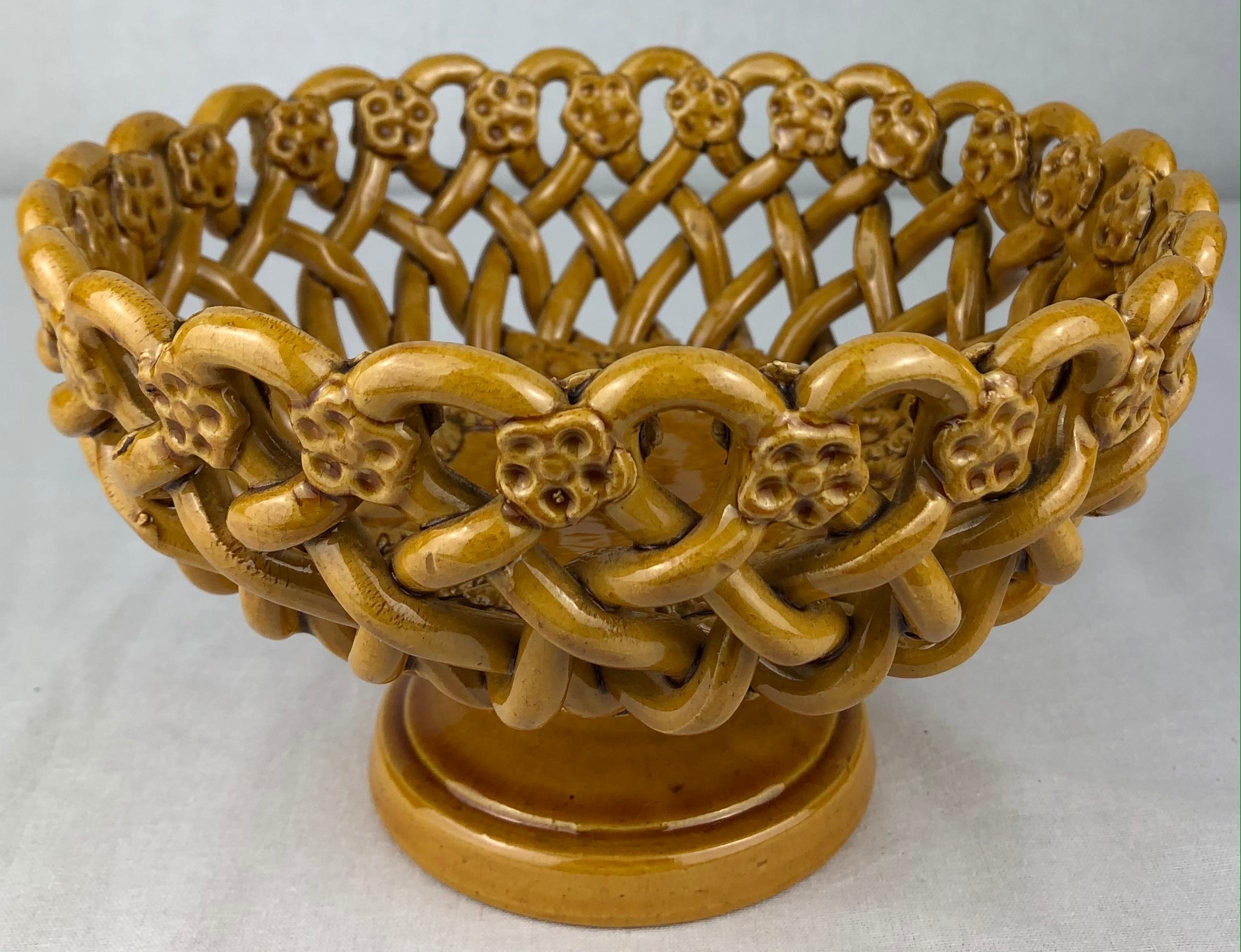 Mid-Century Modern French Ceramic Fruit Bowl Signed Pichon Uzes Pottery