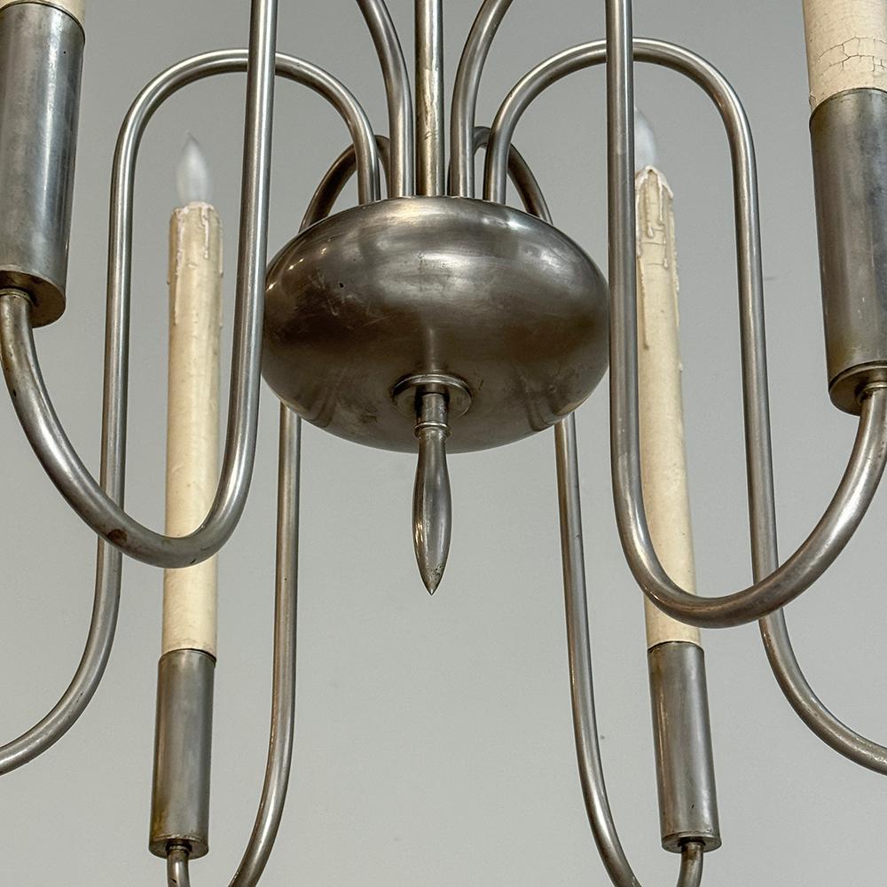 Araña de Aluminio Cepillado Moderna Francesa de Mitad de Siglo en venta 3