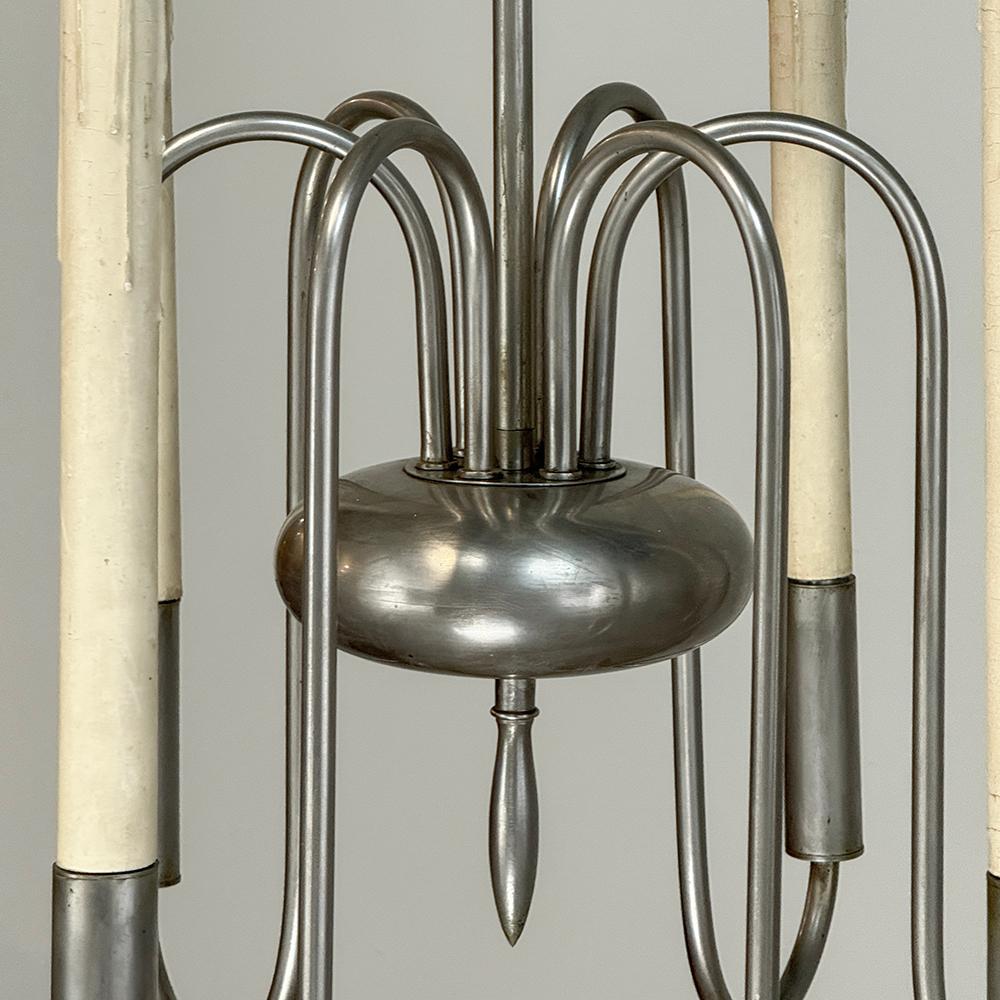 Araña de Aluminio Cepillado Moderna Francesa de Mitad de Siglo en venta 2
