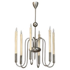 Mid Century French Modern Gebürstetes Aluminium Kronleuchter