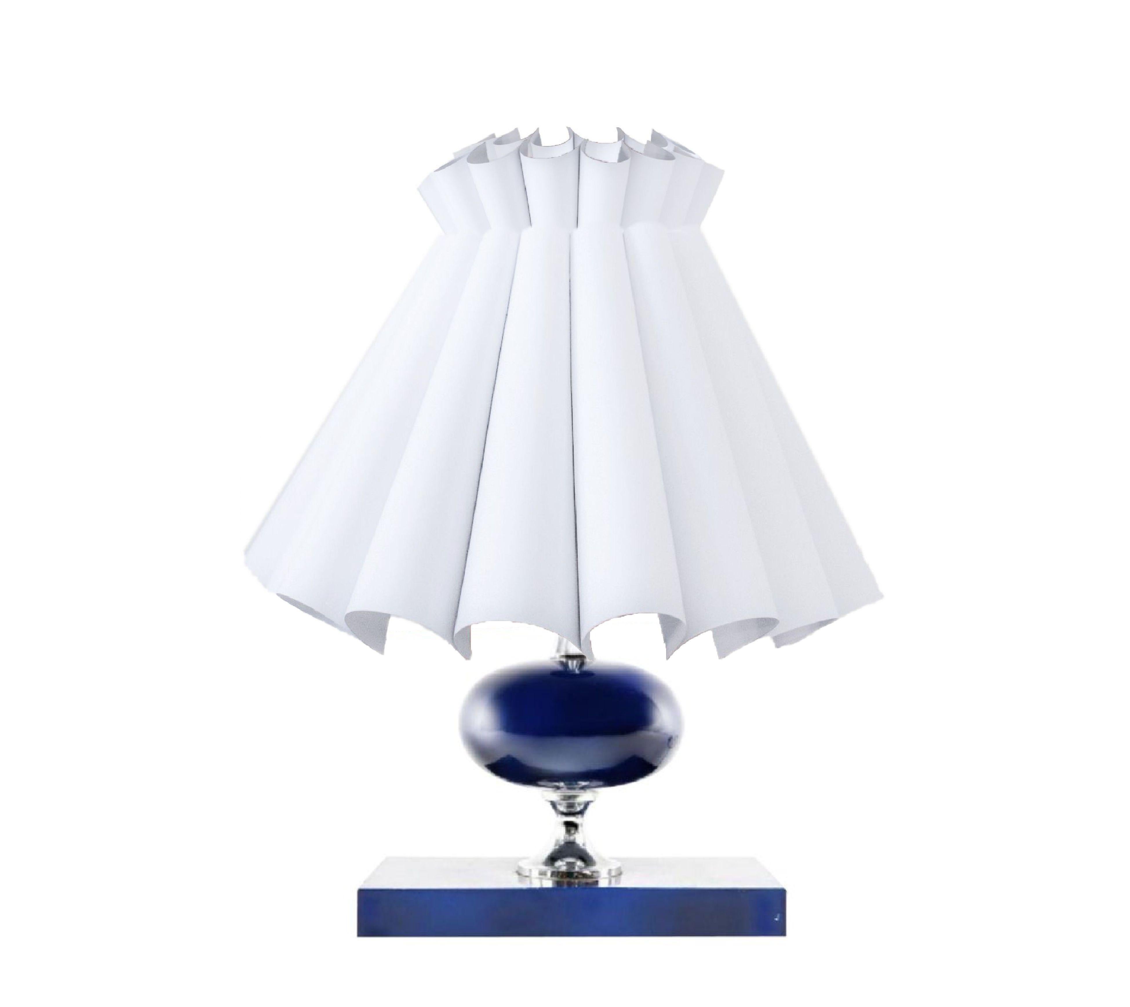 Mid-Century French Modern Enamelled Brass Geometric Lamp, Blue, Maison Barbier For Sale 3