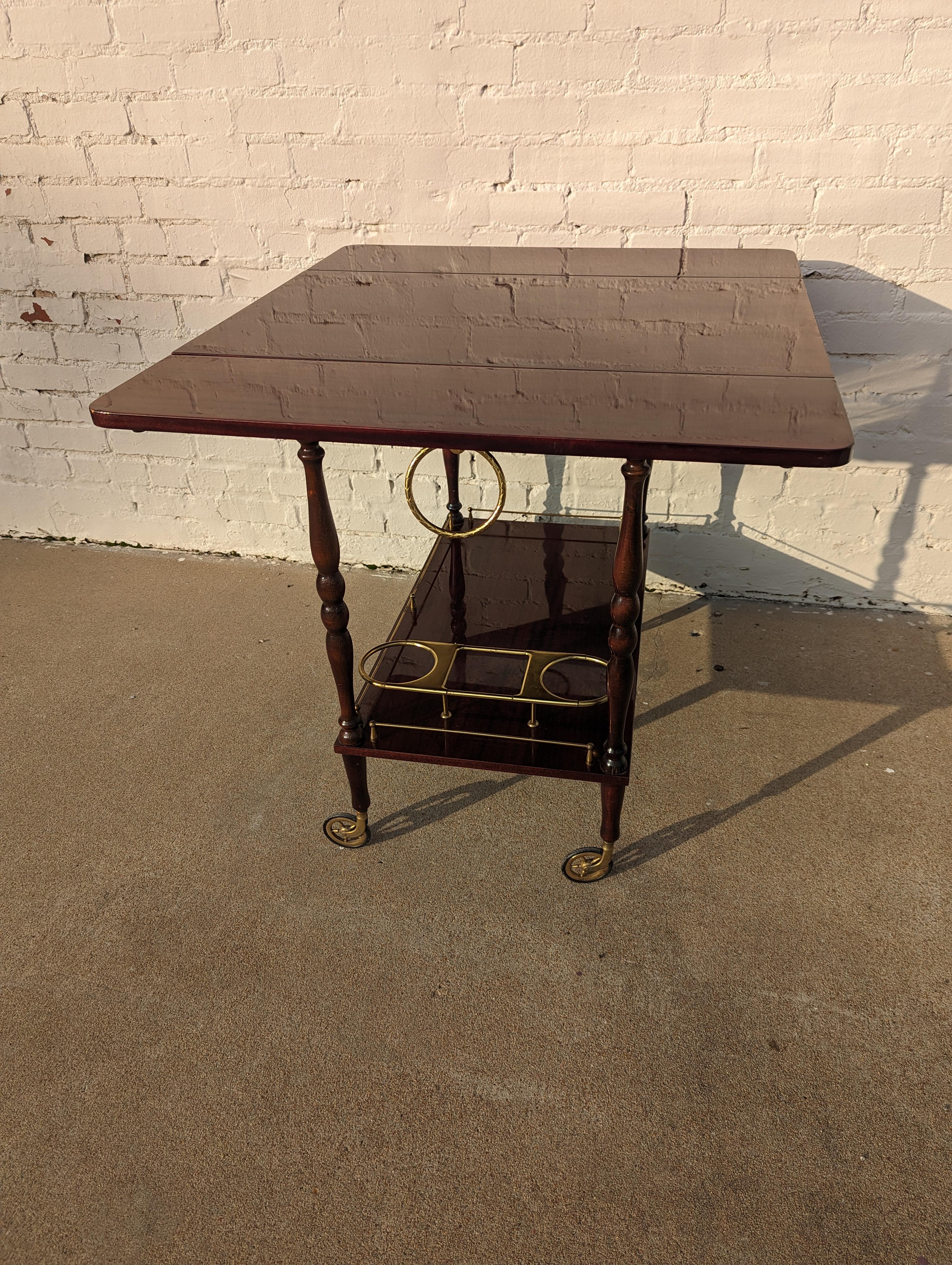 Mid Century French Modern Lacquered Barcart  In Good Condition For Sale In Tulsa, OK