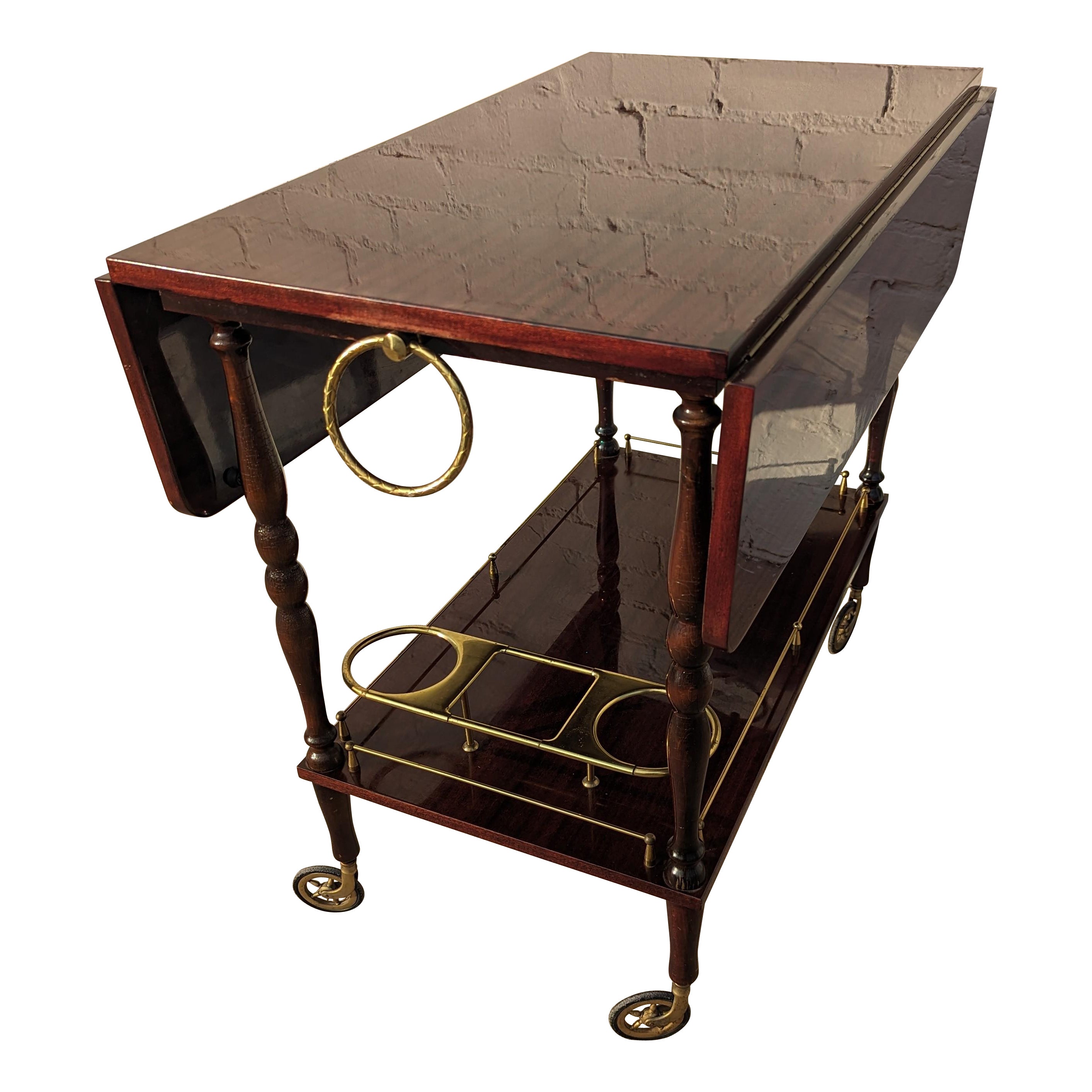 Mid Century French Modern Lacquered Barcart For Sale