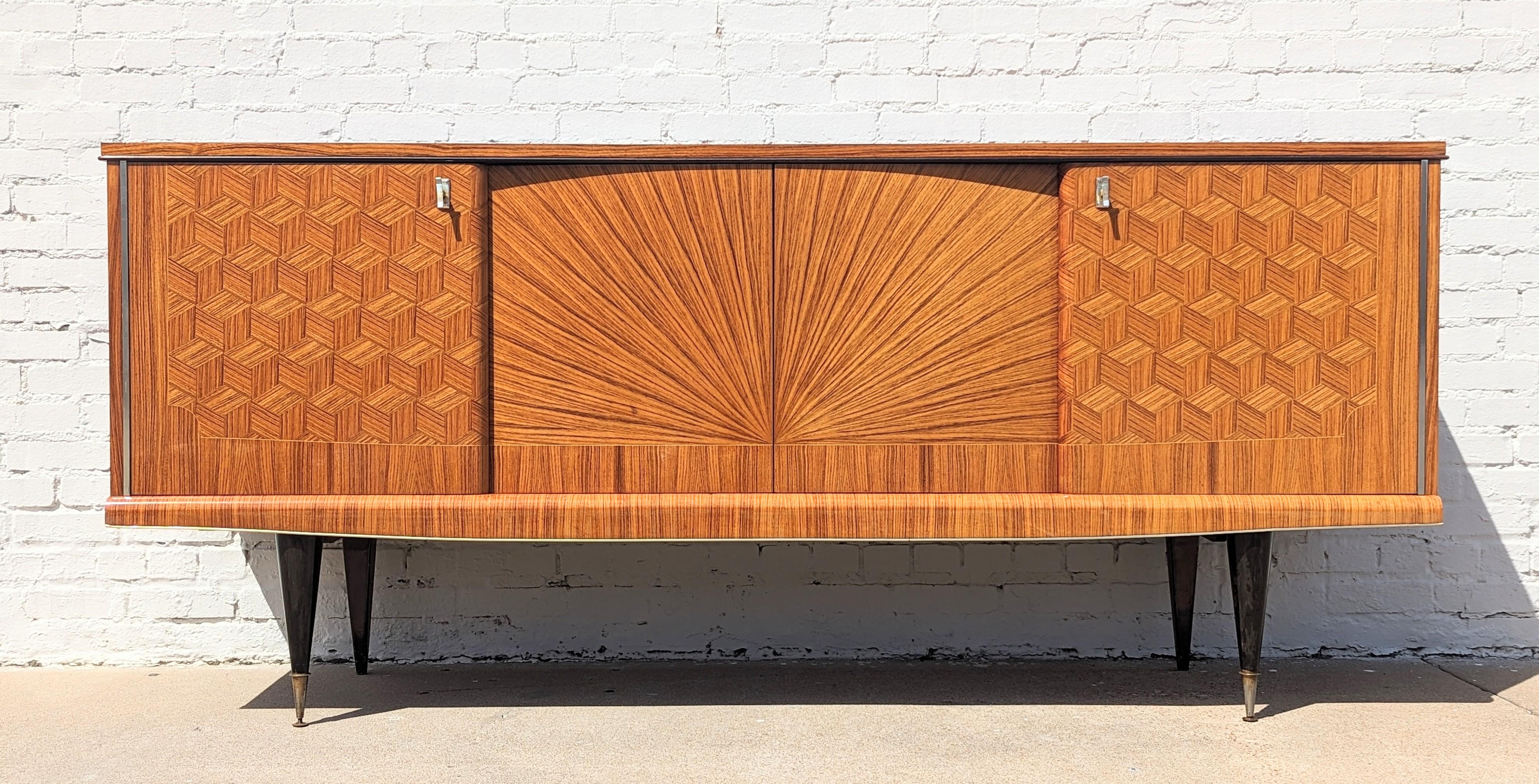 Mid Century French Modern Lacquered Sunburst Sideboard  For Sale 11