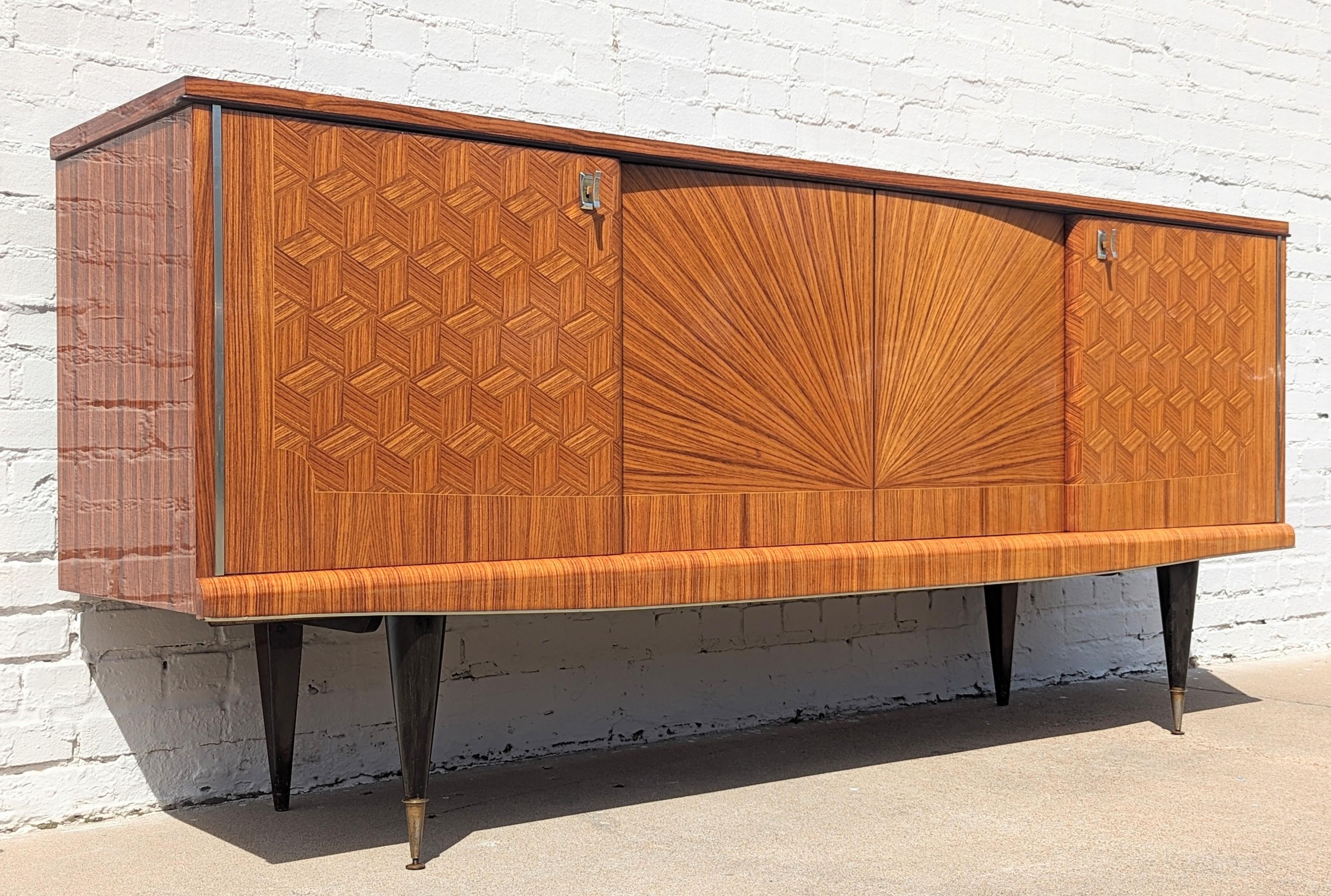 Mid-20th Century Mid Century French Modern Lacquered Sunburst Sideboard  For Sale