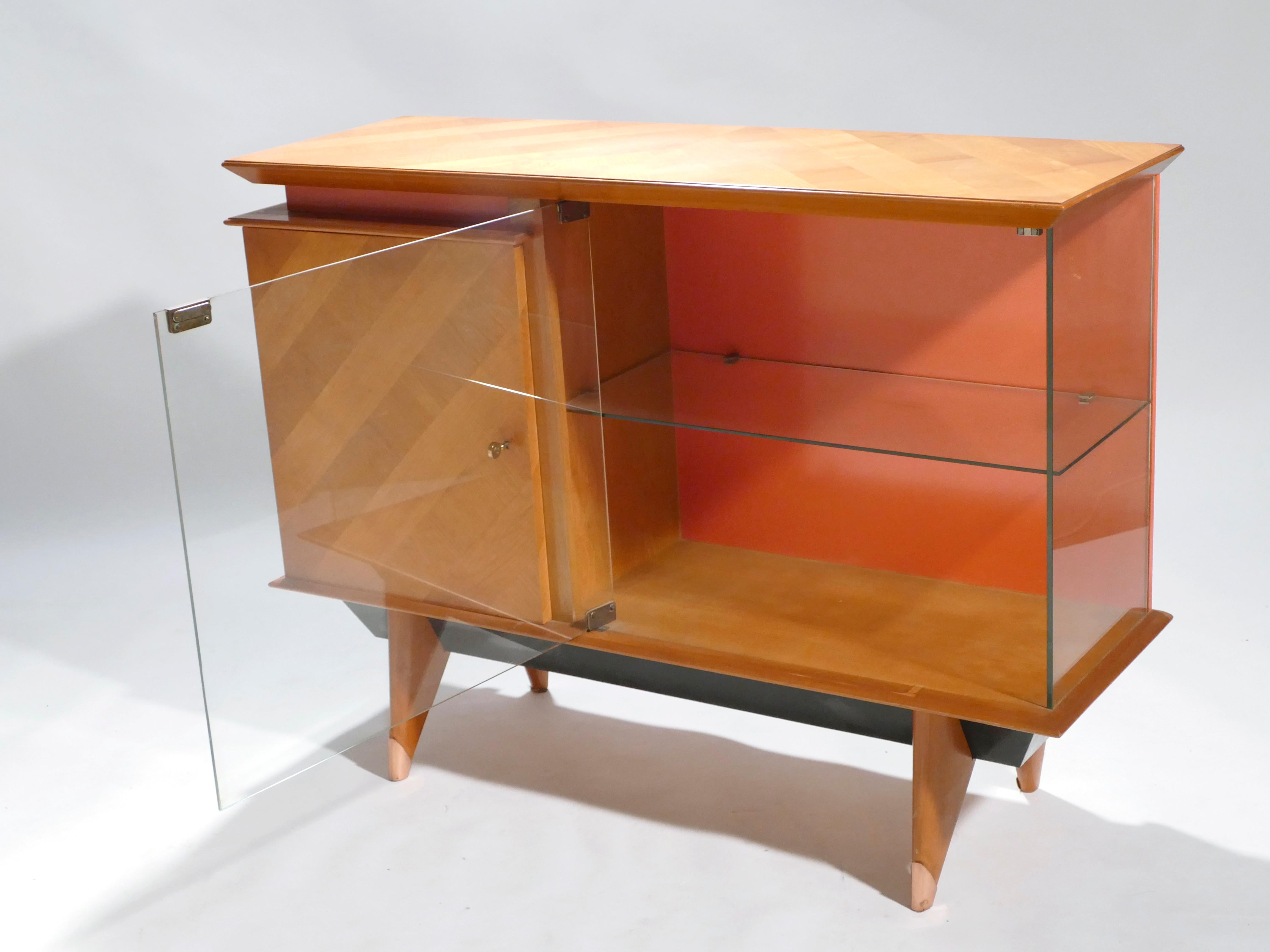 Copper Midcentury French Modernist Cabinet Vaisselier, 1950s For Sale