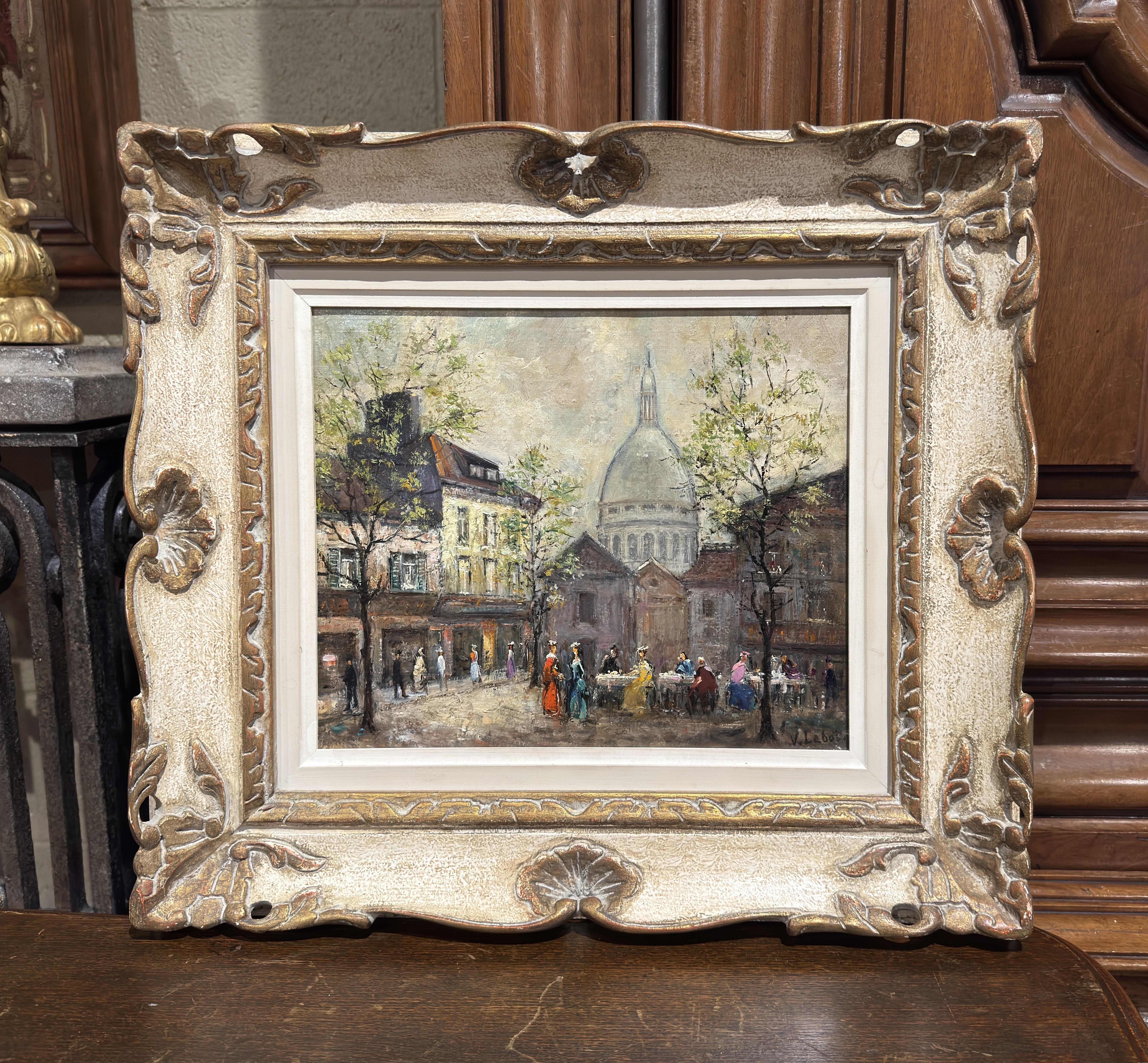 20th Century Mid-Century French Montmartre and Sacré-Cœur Oil Painting Signed V. Lebot