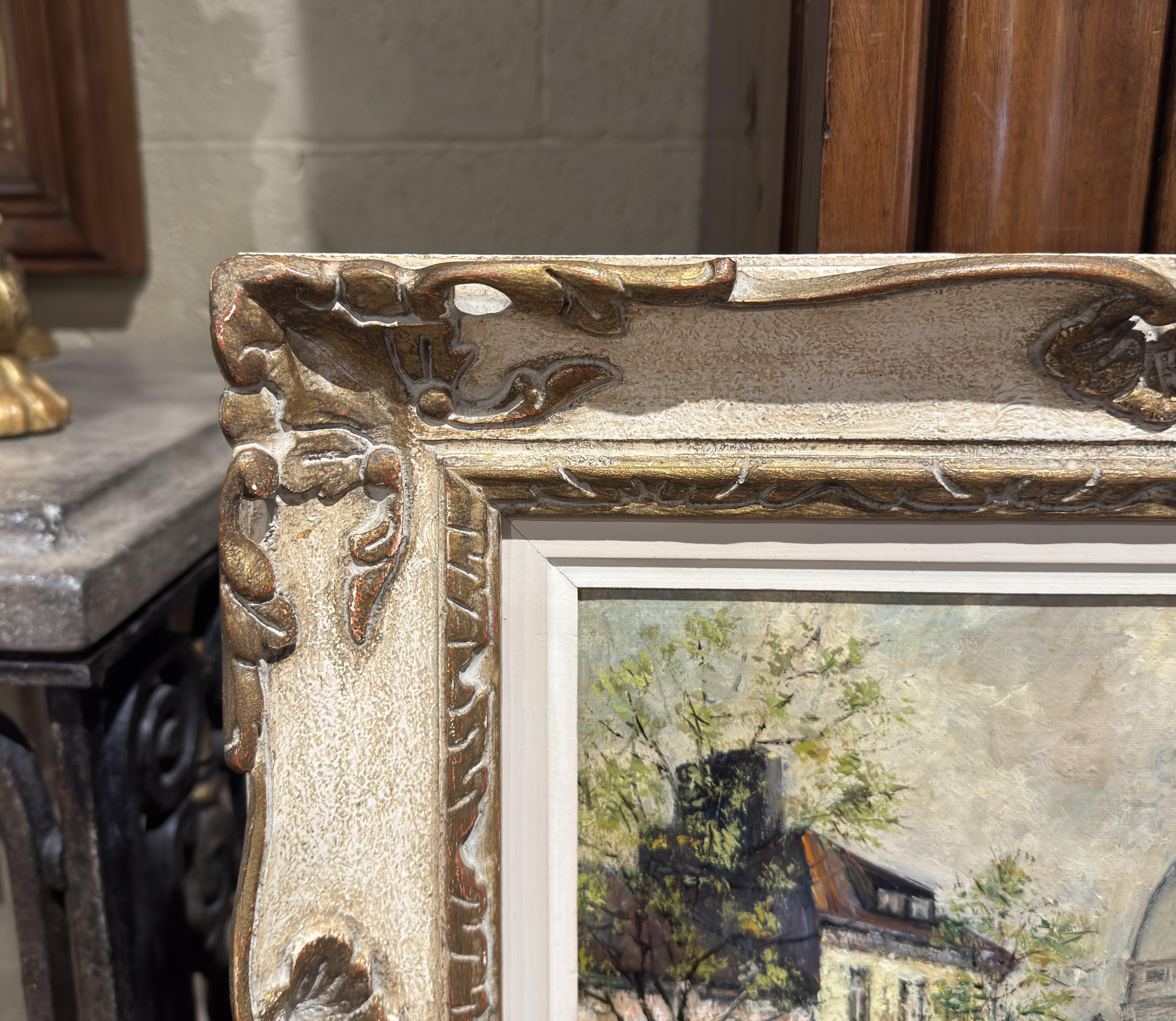 Canvas Mid-Century French Montmartre and Sacré-Cœur Oil Painting Signed V. Lebot