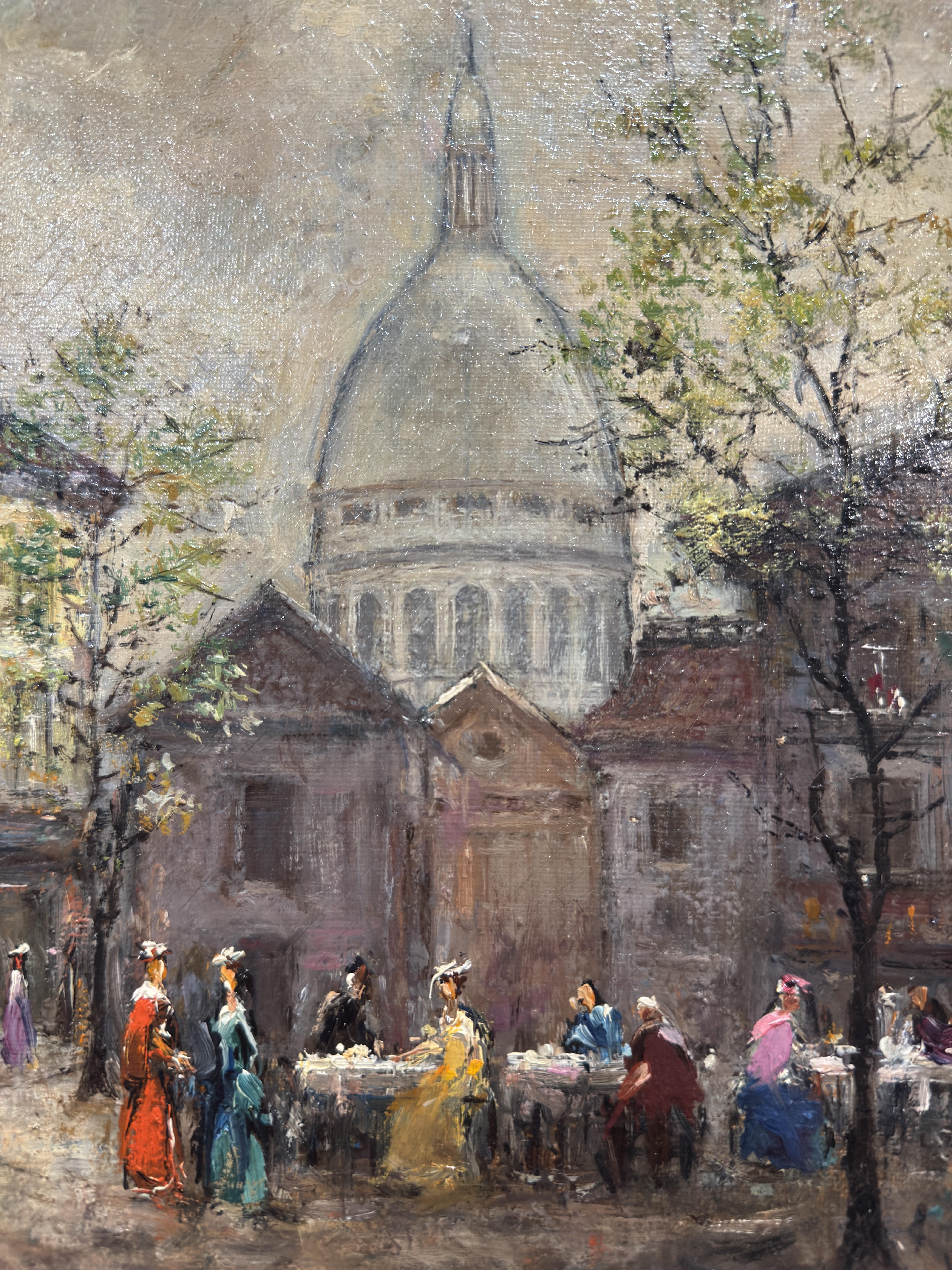 Mid-Century French Montmartre and Sacré-Cœur Oil Painting Signed V. Lebot 1