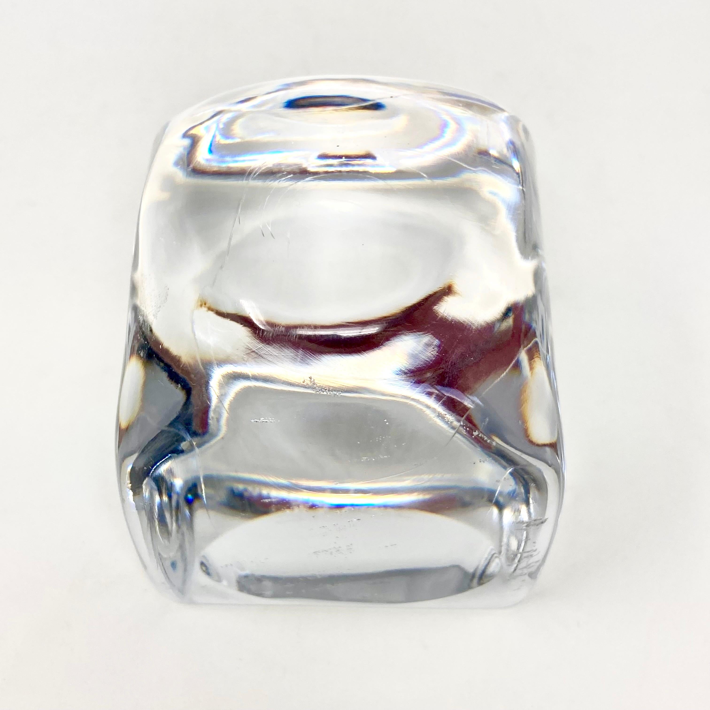 Mid-Century French Signed Daum Paperweight Sculpture in Clear Crystal For Sale 5