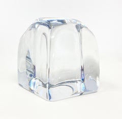 Mid-Century French Signed Daum Paperweight Sculpture in Clear Crystal