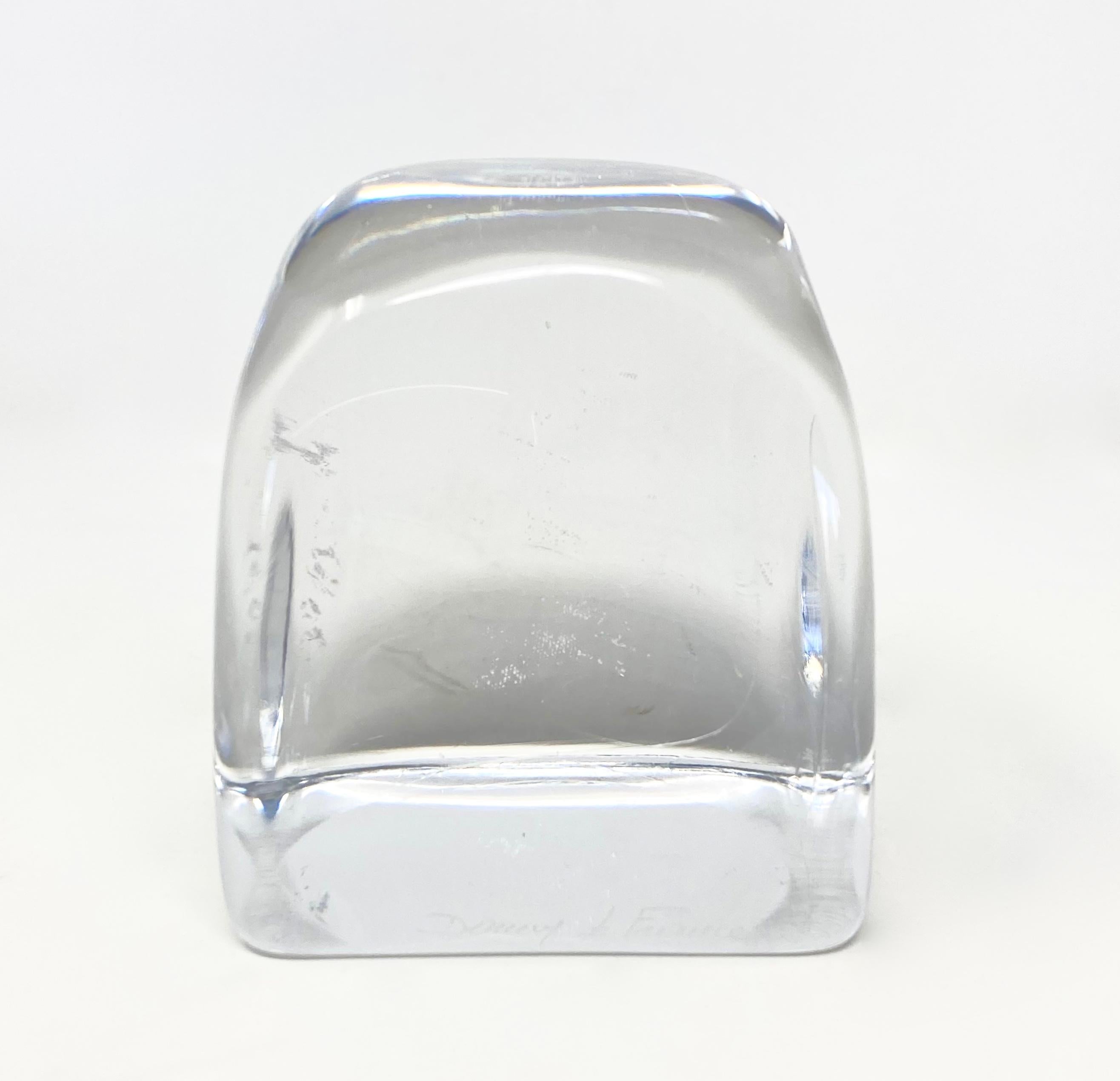 Mid-Century Modern Mid-Century French Signed Daum Paperweight Sculpture in Clear Crystal For Sale