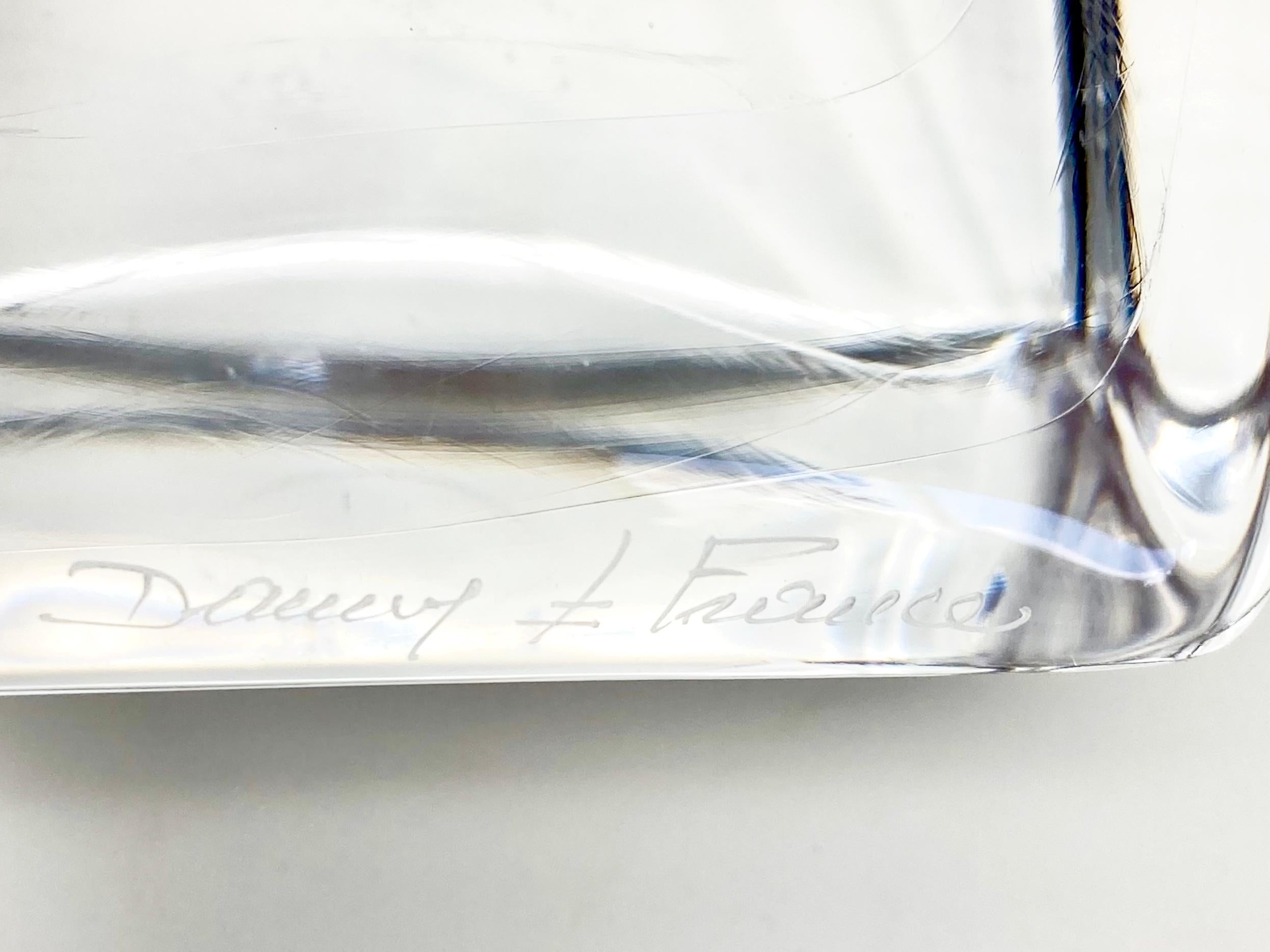 Hand-Crafted Mid-Century French Signed Daum Paperweight Sculpture in Clear Crystal For Sale