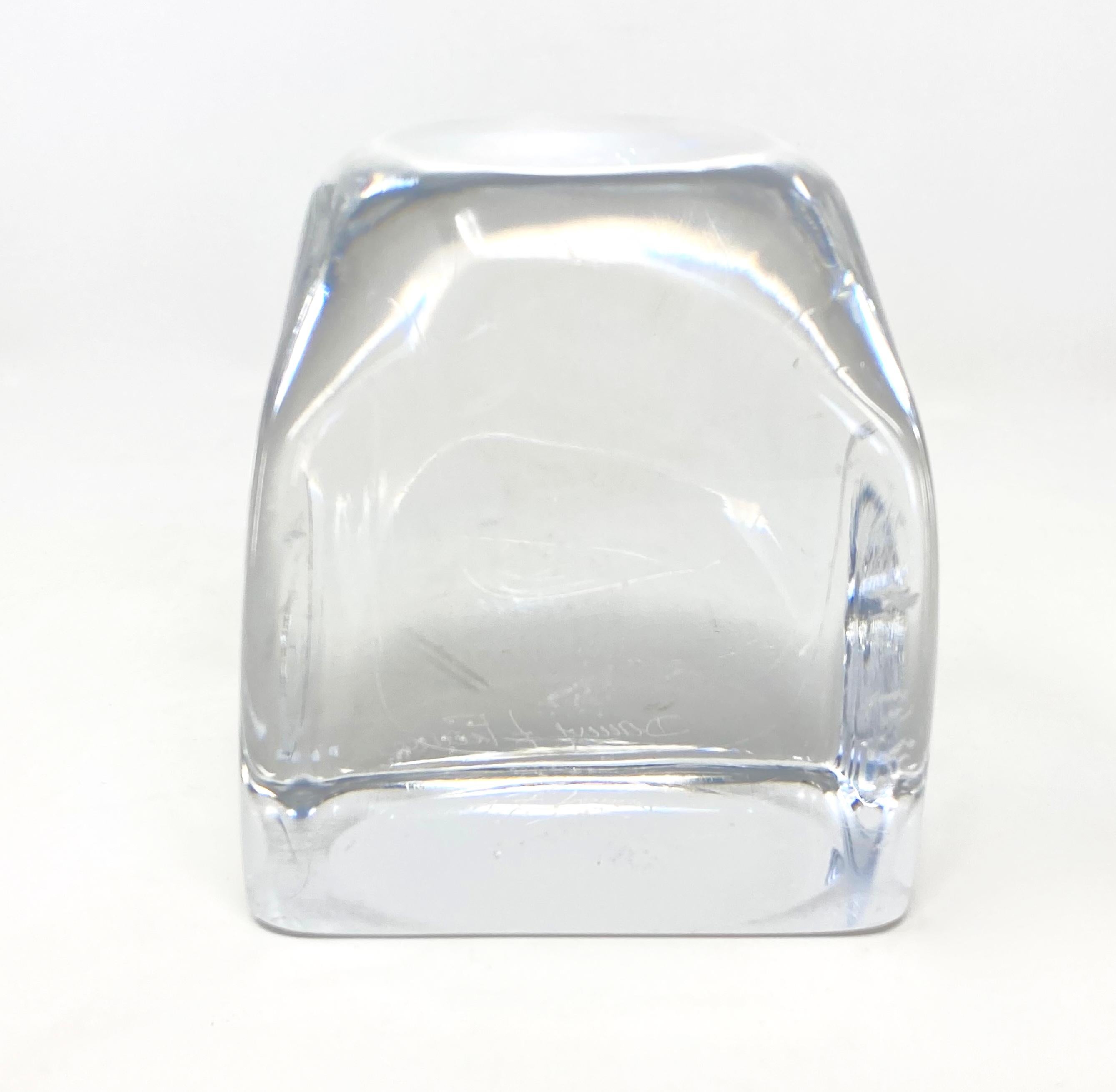 Mid-Century French Signed Daum Paperweight Sculpture in Clear Crystal For Sale 2