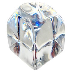 Mid-Century French Signed Daum Paperweight Sculpture in Clear Crystal