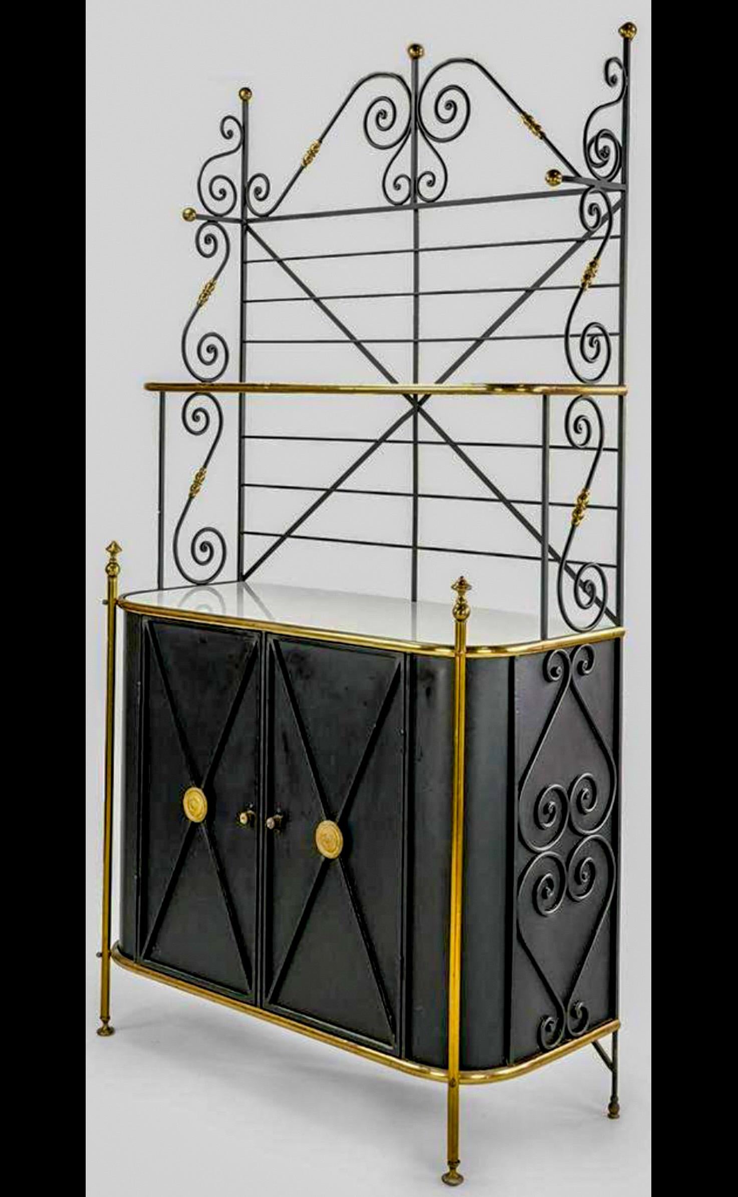 Mid-Century French Neo-Classical Brass & Iron Baker’s Rack / Cabinet / Bar  4